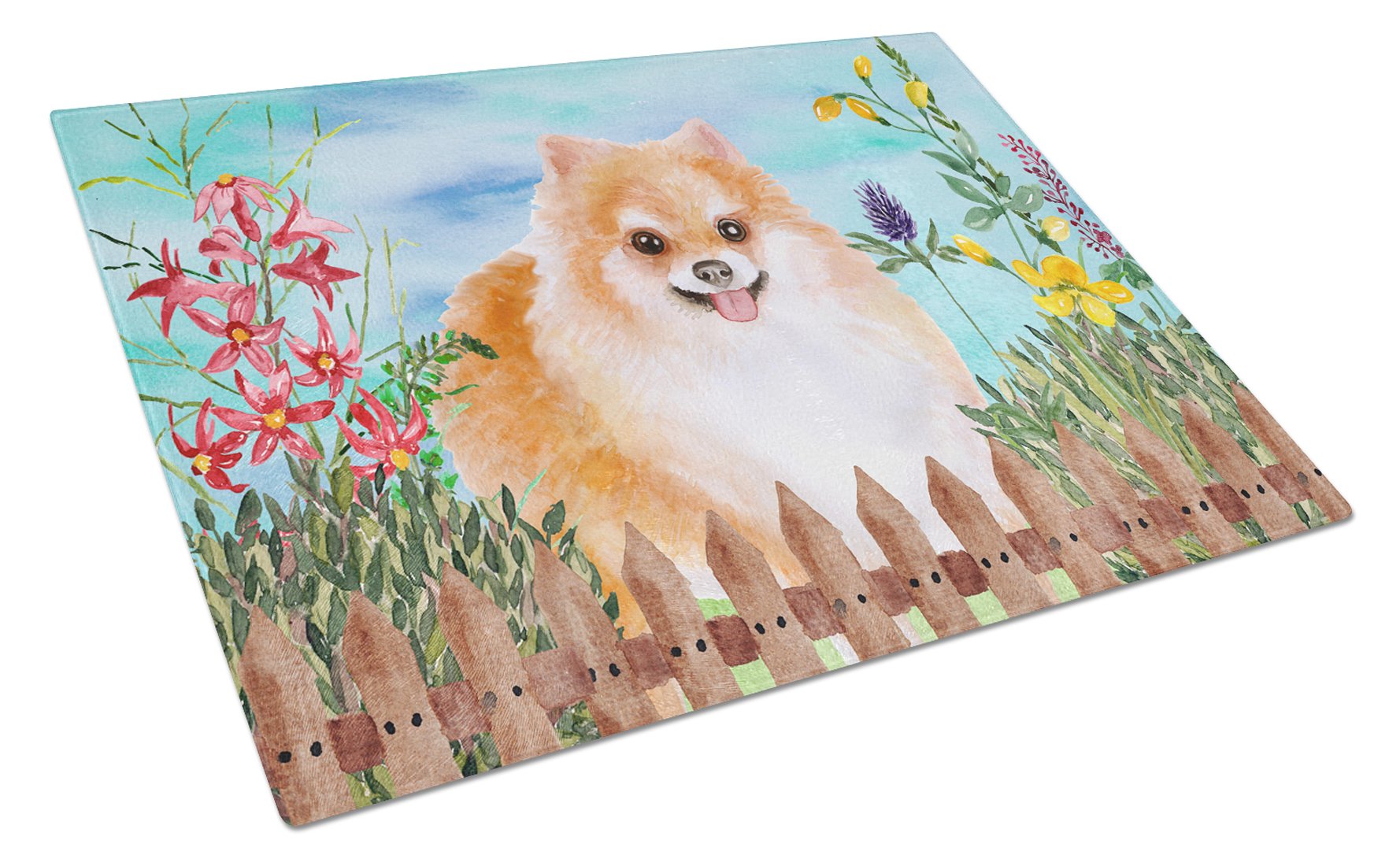 Pomeranian #2 Spring Glass Cutting Board Large CK1278LCB by Caroline's Treasures