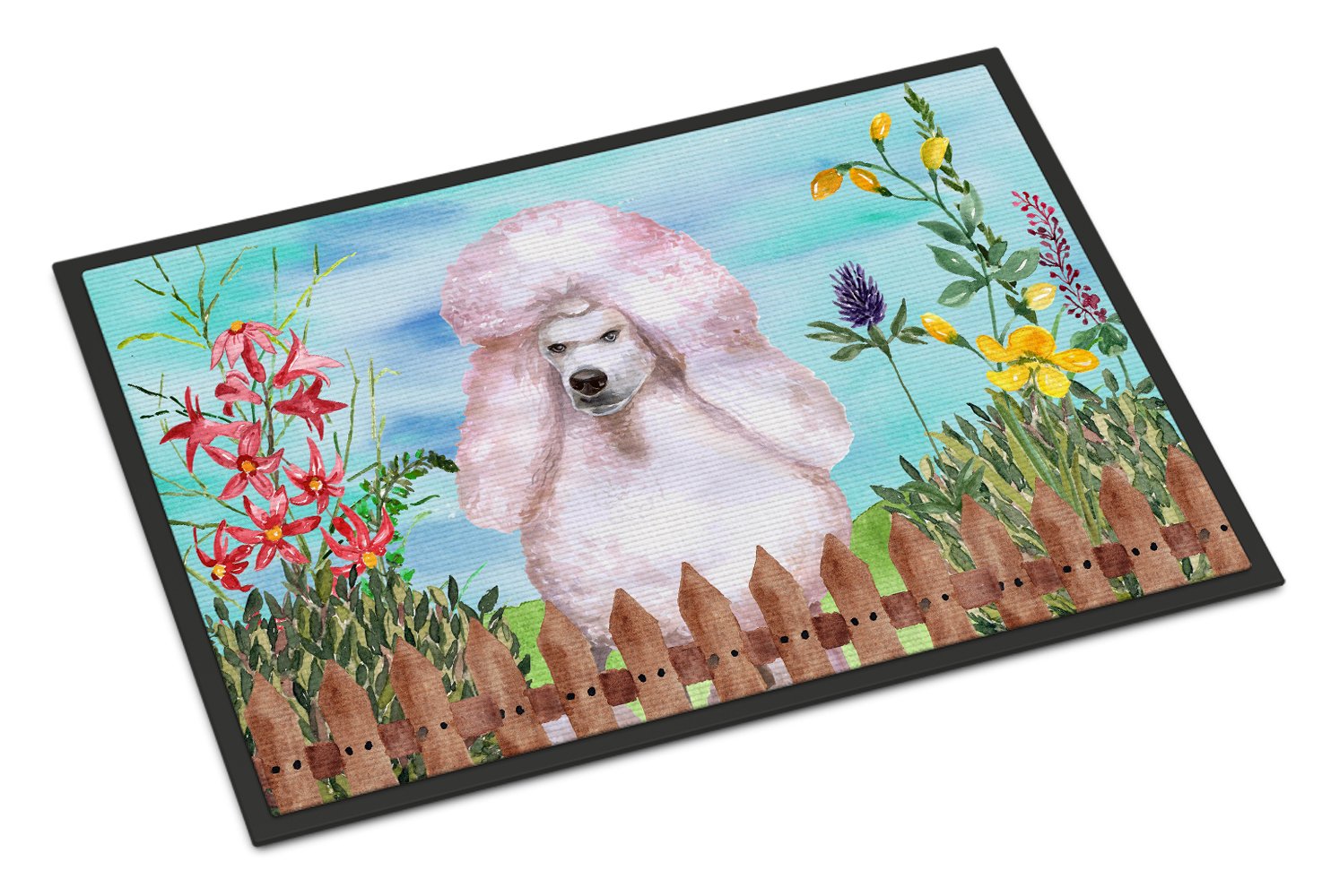 White Standard Poodle Spring Indoor or Outdoor Mat 24x36 CK1279JMAT by Caroline's Treasures