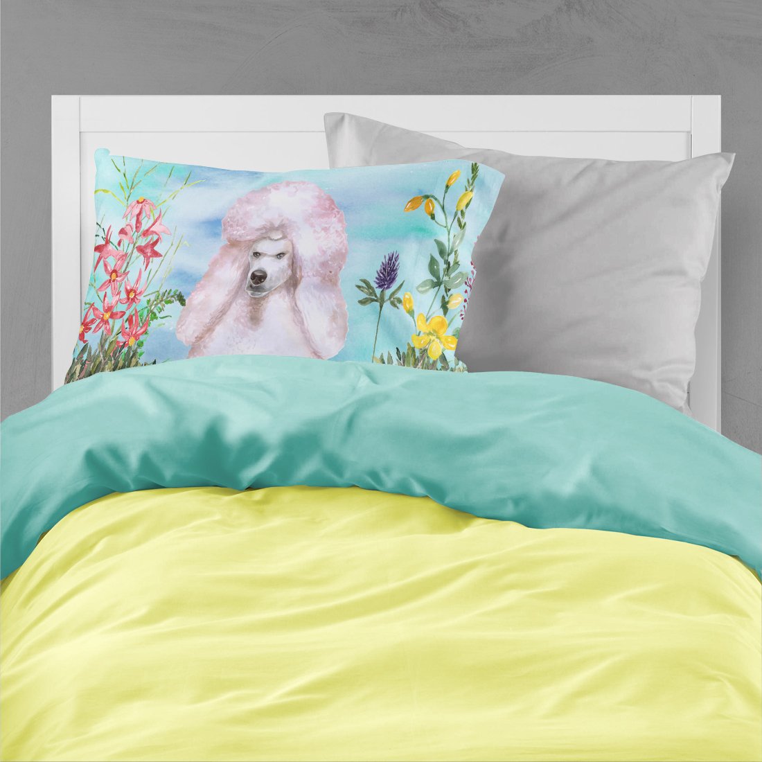 White Standard Poodle Spring Fabric Standard Pillowcase CK1279PILLOWCASE by Caroline's Treasures