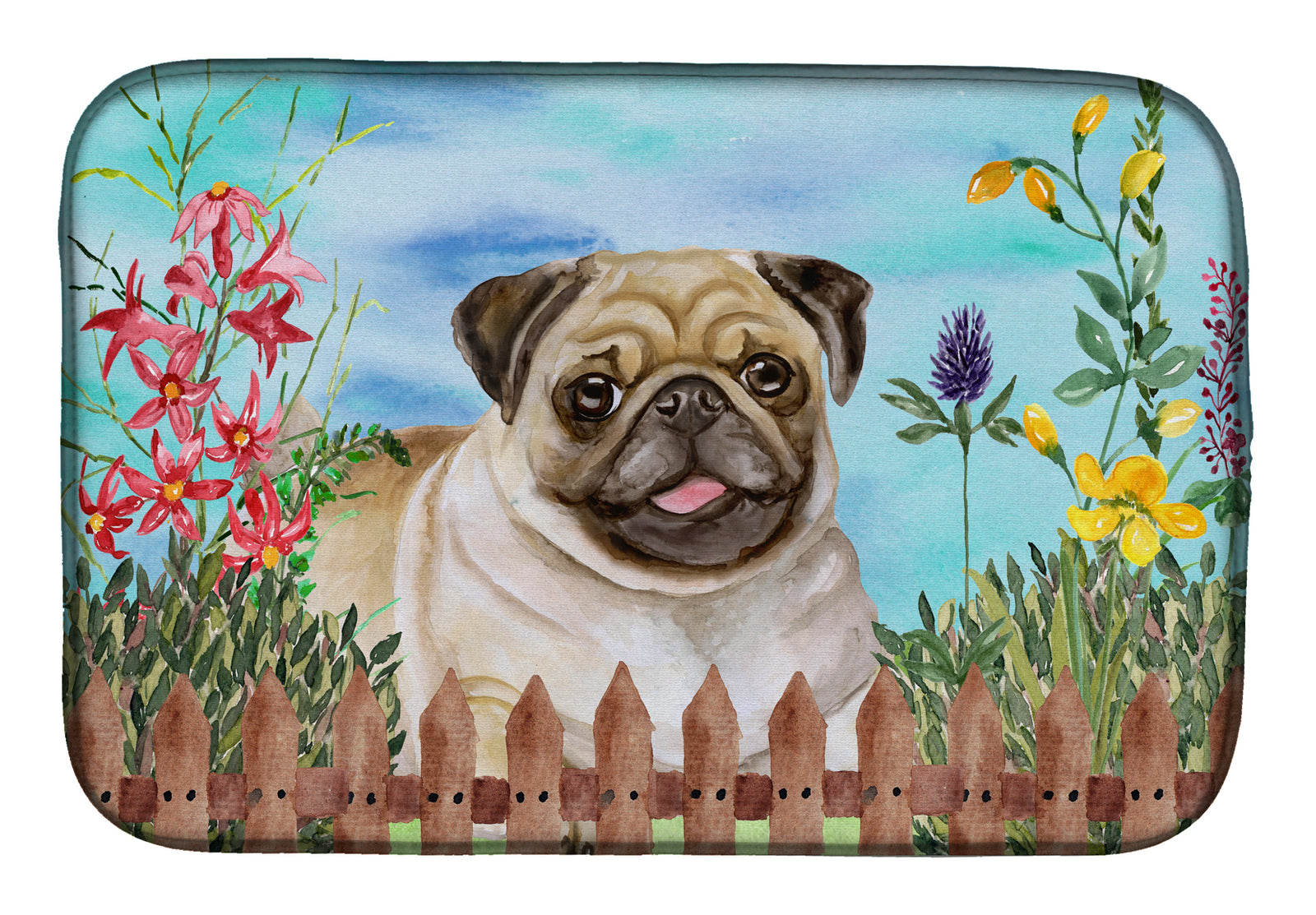 Fawn Pug Spring Dish Drying Mat CK1280DDM  the-store.com.