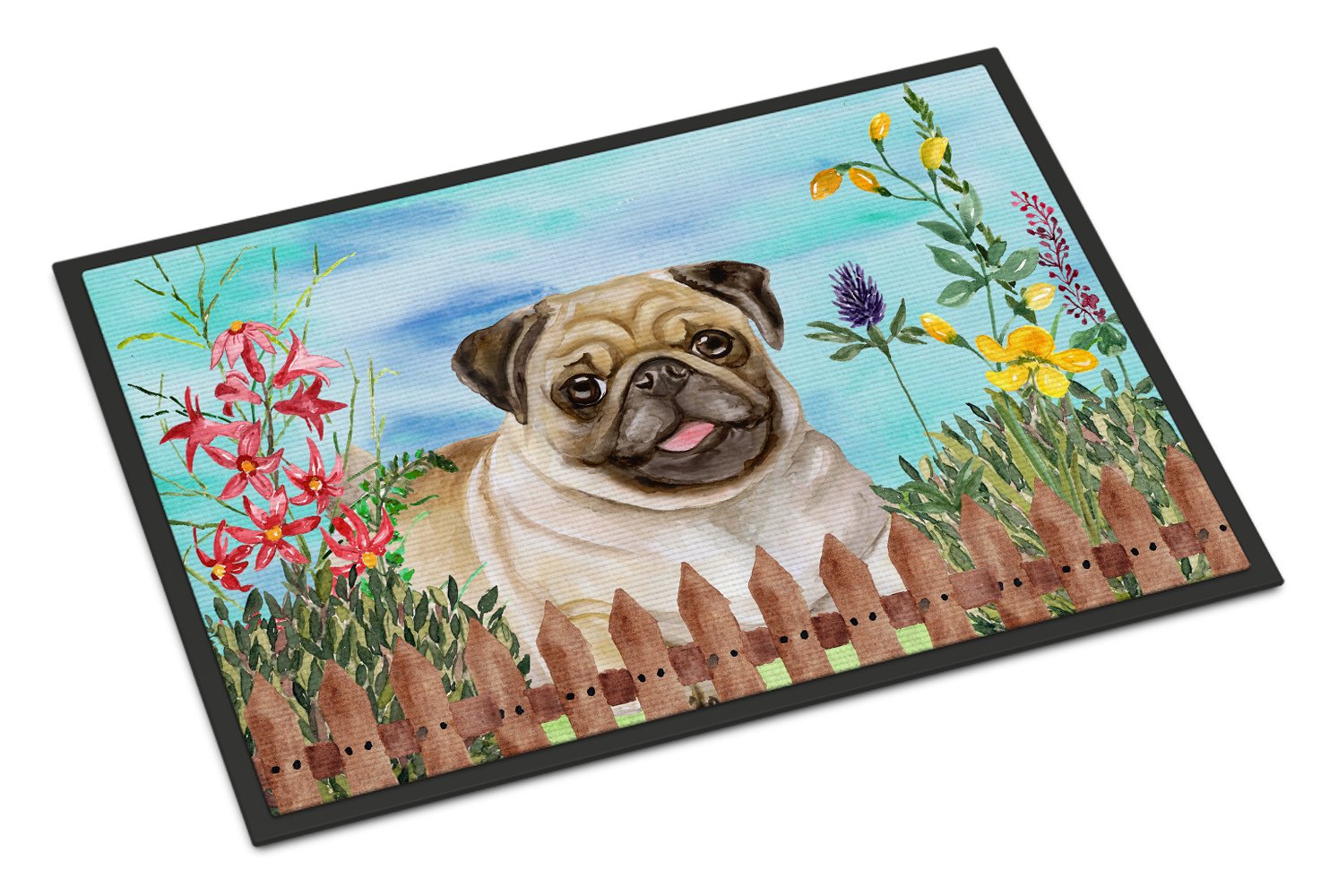 Fawn Pug Spring Indoor or Outdoor Mat 24x36 CK1280JMAT by Caroline's Treasures