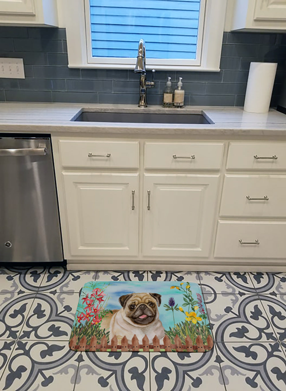 Fawn Pug Spring Machine Washable Memory Foam Mat CK1280RUG - the-store.com