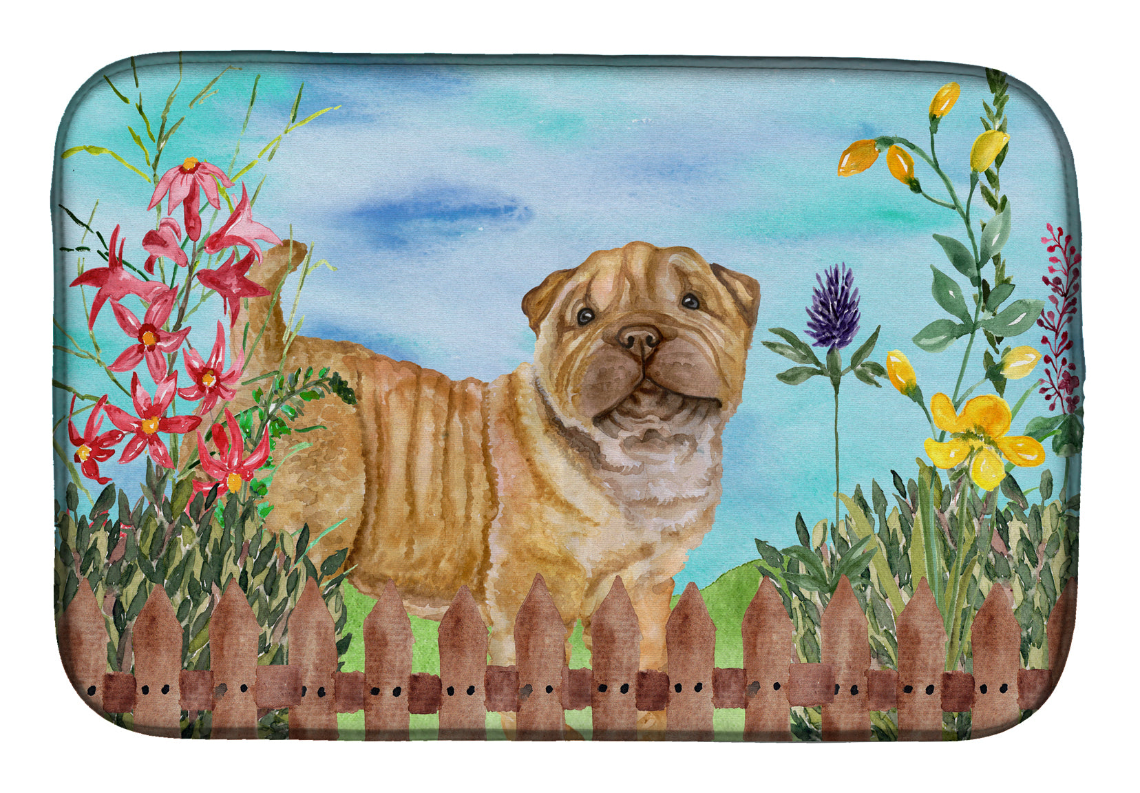 Shar Pei Puppy Spring Dish Drying Mat CK1281DDM  the-store.com.