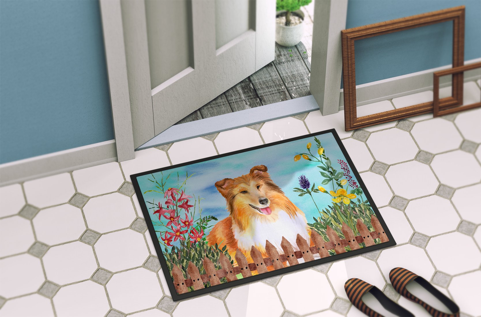 Sheltie Spring Indoor or Outdoor Mat 24x36 CK1282JMAT by Caroline's Treasures