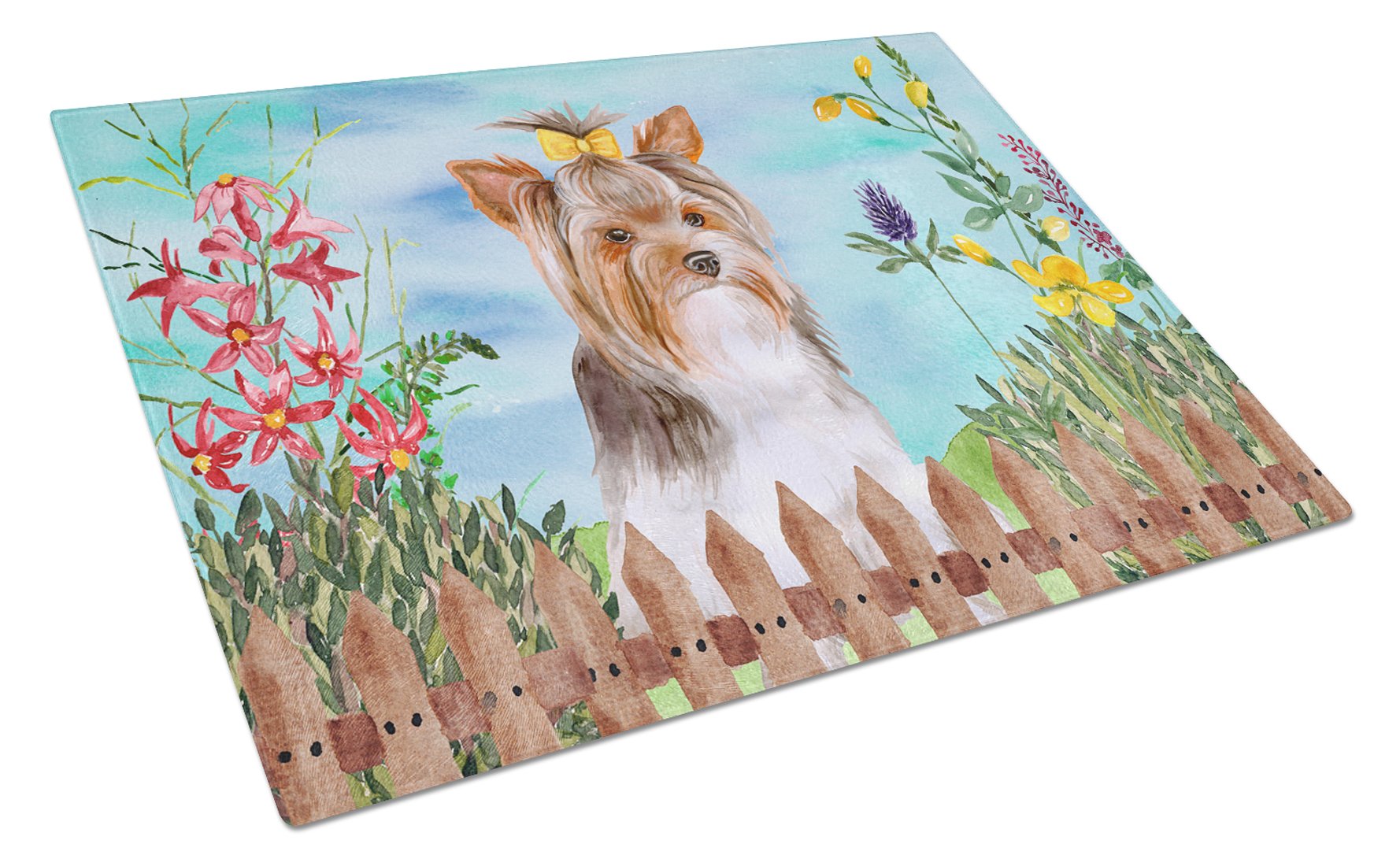 Yorkshire Terrier #2 Spring Glass Cutting Board Large CK1285LCB by Caroline's Treasures