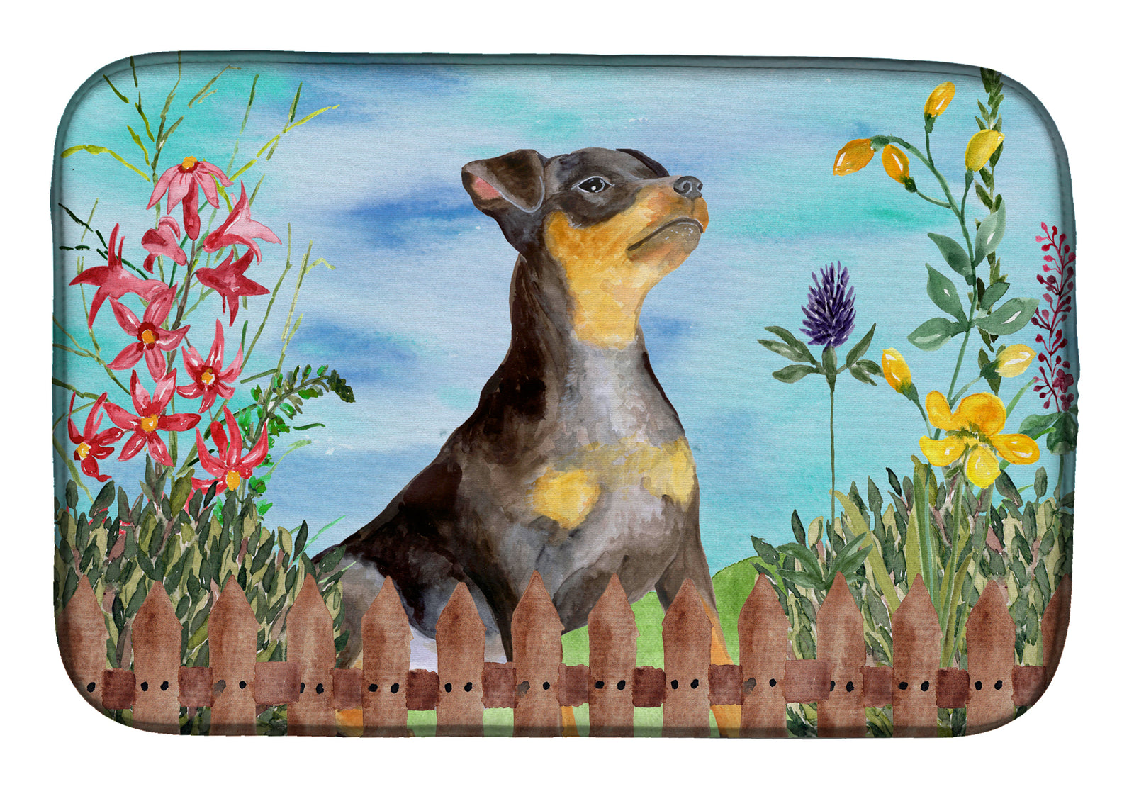 Miniature Pinscher #2 Spring Dish Drying Mat CK1286DDM  the-store.com.