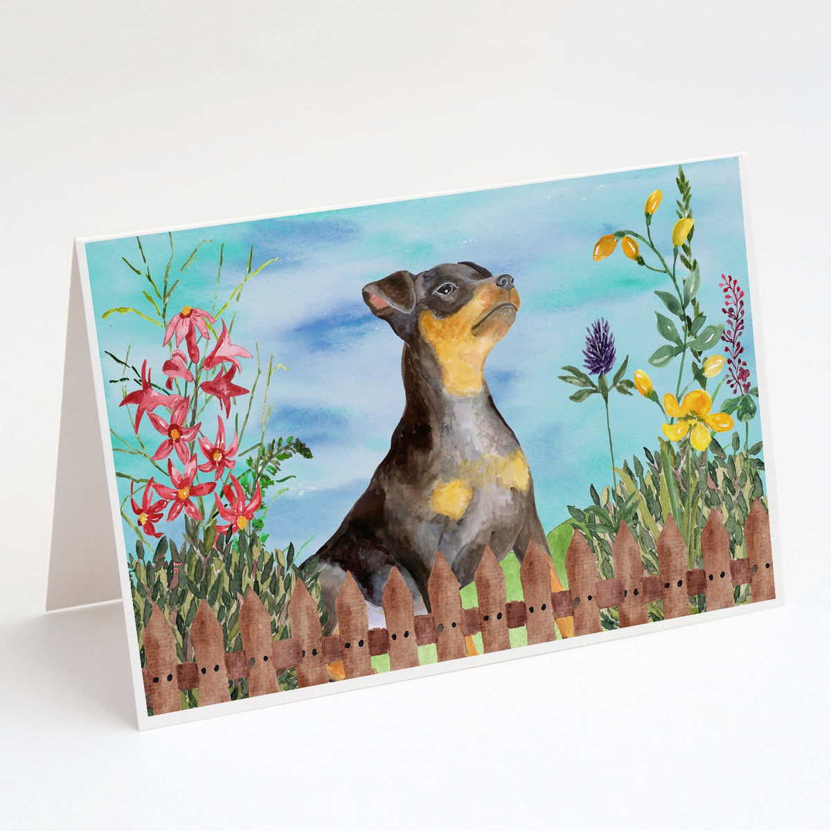 Buy this Miniature Pinscher #2 Spring Greeting Cards and Envelopes Pack of 8