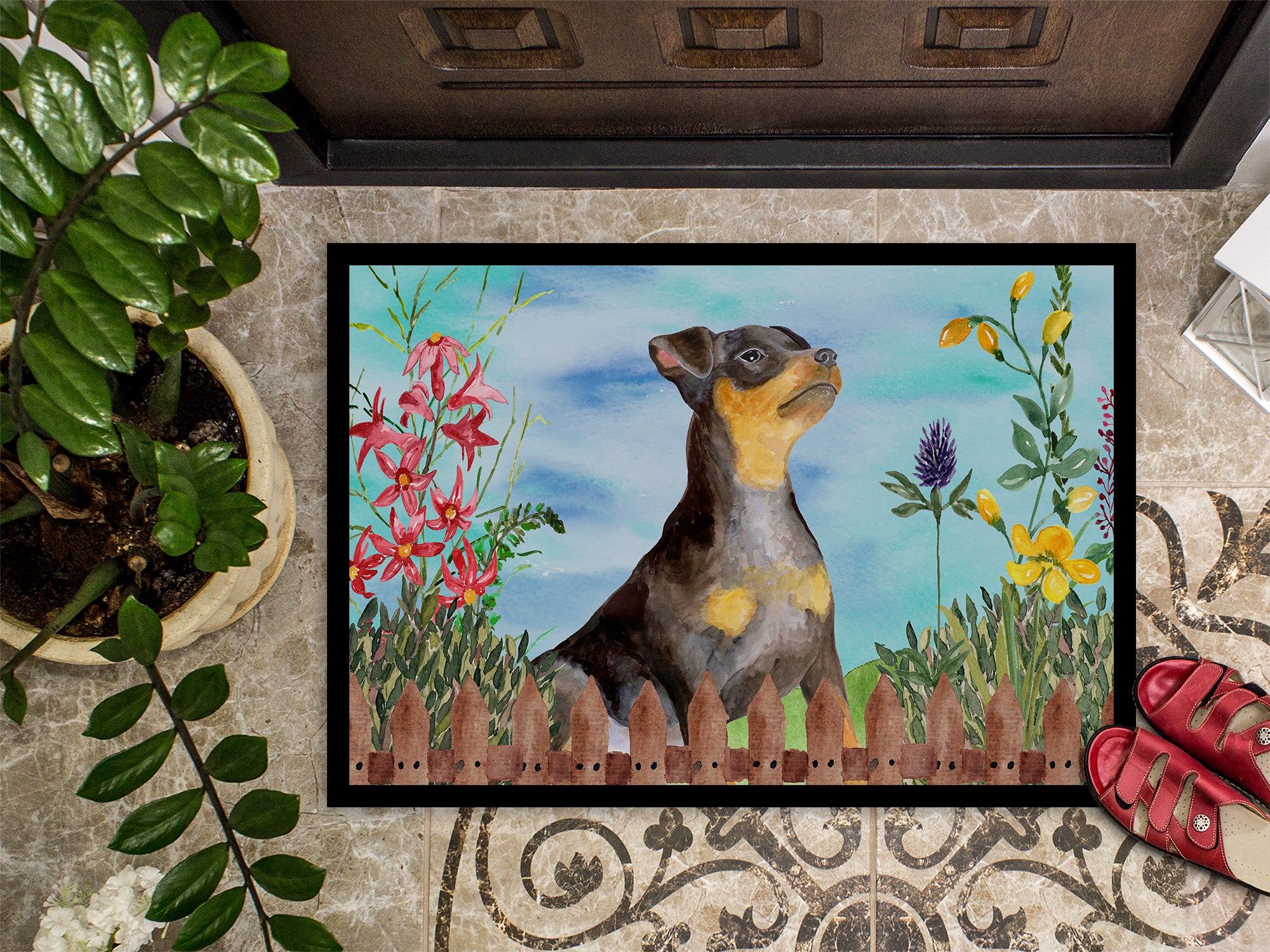 Miniature Pinscher #2 Spring Indoor or Outdoor Mat 18x27 CK1286MAT - the-store.com