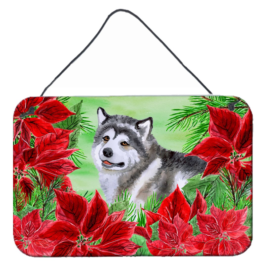 Alaskan Malamute Poinsettas Wall or Door Hanging Prints CK1287DS812 by Caroline's Treasures