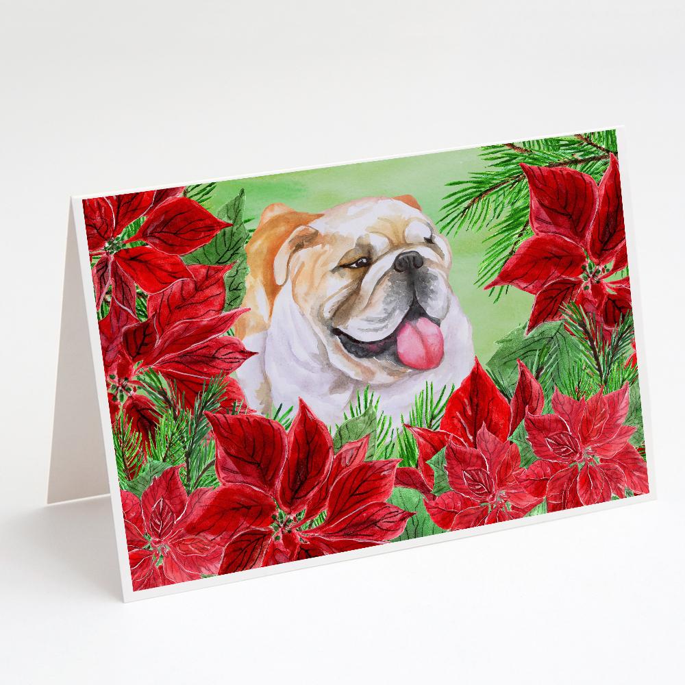 Buy this English Bulldog Poinsettas Greeting Cards and Envelopes Pack of 8