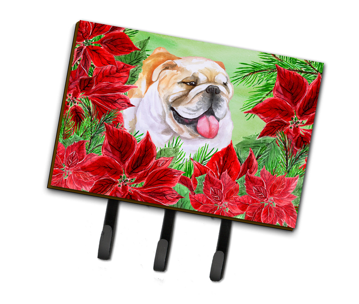 English Bulldog Poinsettas Leash or Key Holder CK1288TH68  the-store.com.