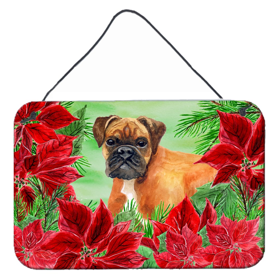 German Boxer Poinsettas Wall or Door Hanging Prints CK1289DS812 by Caroline&#39;s Treasures