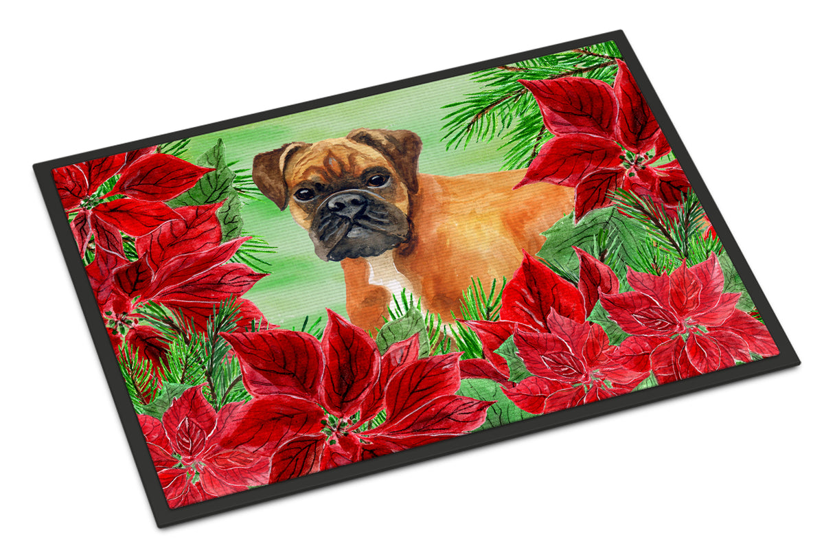 German Boxer Poinsettas Indoor or Outdoor Mat 18x27 CK1289MAT - the-store.com