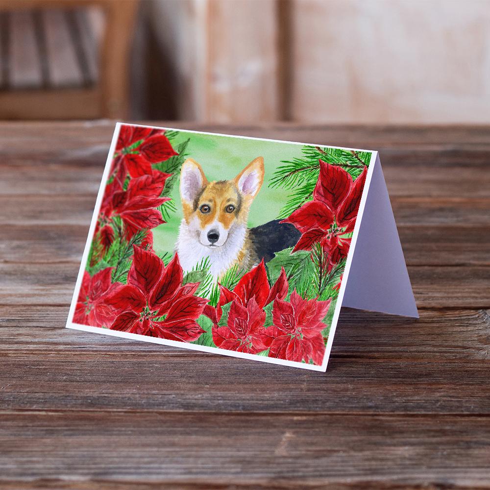 Buy this Pembroke Corgi Poinsettas Greeting Cards and Envelopes Pack of 8