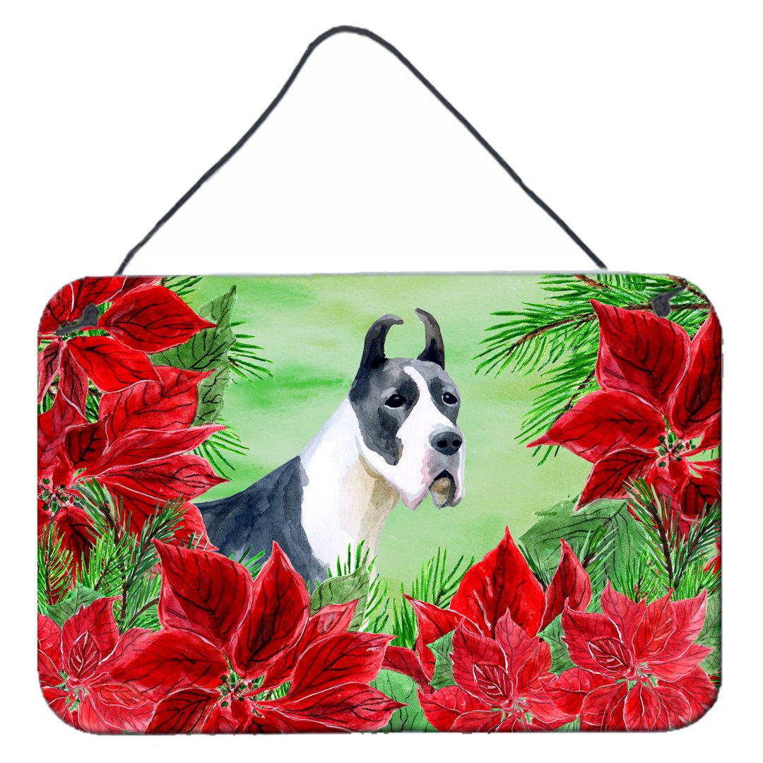 Harlequin Great Dane Poinsettas Wall or Door Hanging Prints CK1292DS812 by Caroline&#39;s Treasures