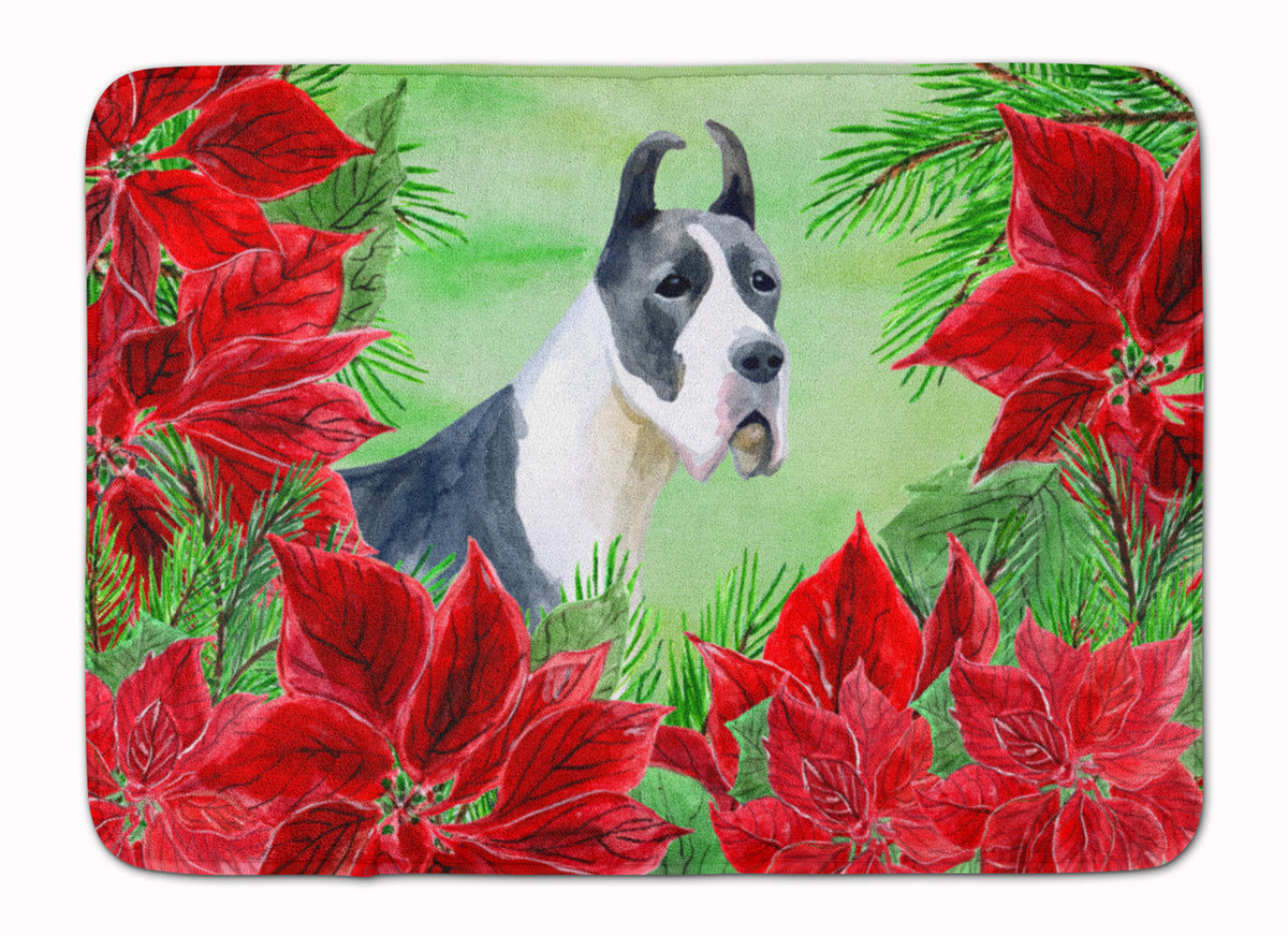 Harlequin Great Dane Poinsettas Machine Washable Memory Foam Mat CK1292RUG - the-store.com