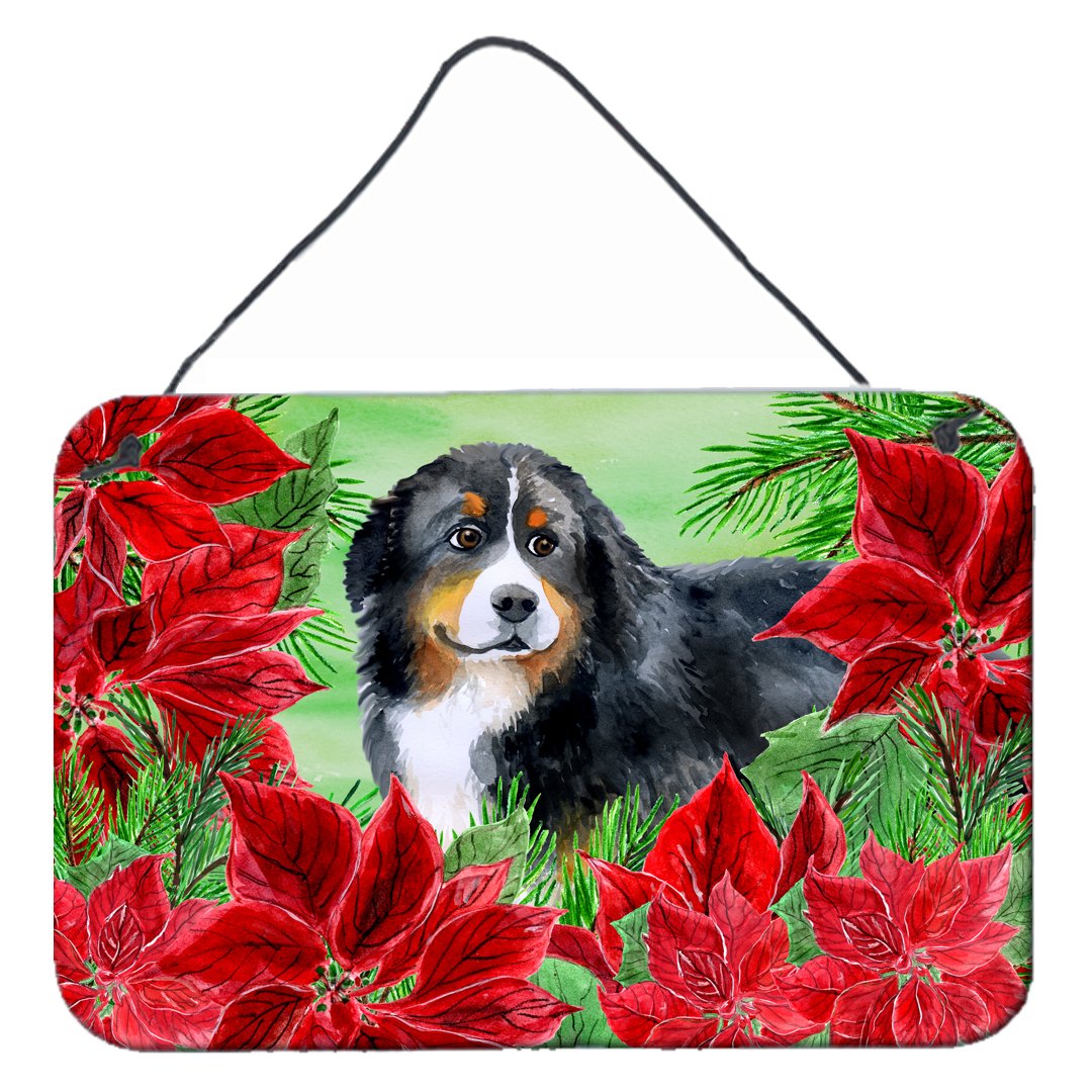 Bernese Mountain Dog Poinsettas Wall or Door Hanging Prints CK1294DS812 by Caroline&#39;s Treasures