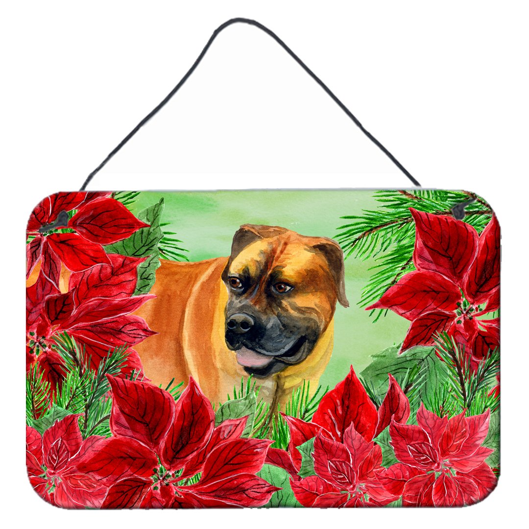 Boerboel Mastiff Poinsettas Wall or Door Hanging Prints CK1295DS812 by Caroline&#39;s Treasures