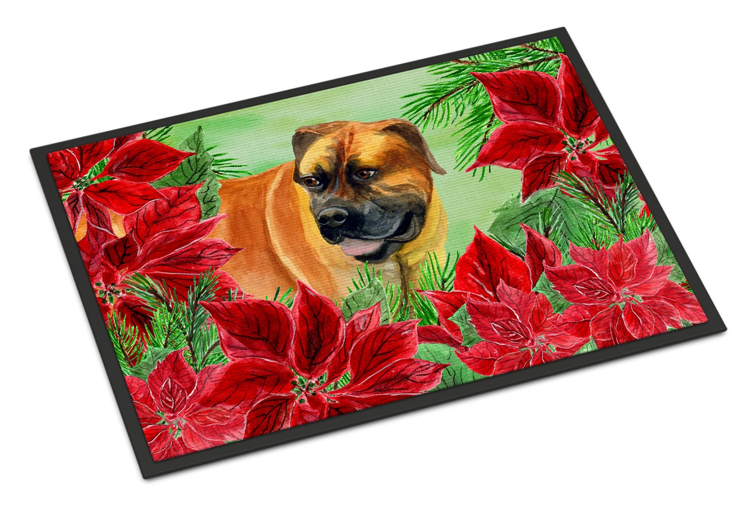 Boerboel Mastiff Poinsettas Indoor or Outdoor Mat 24x36 CK1295JMAT by Caroline's Treasures