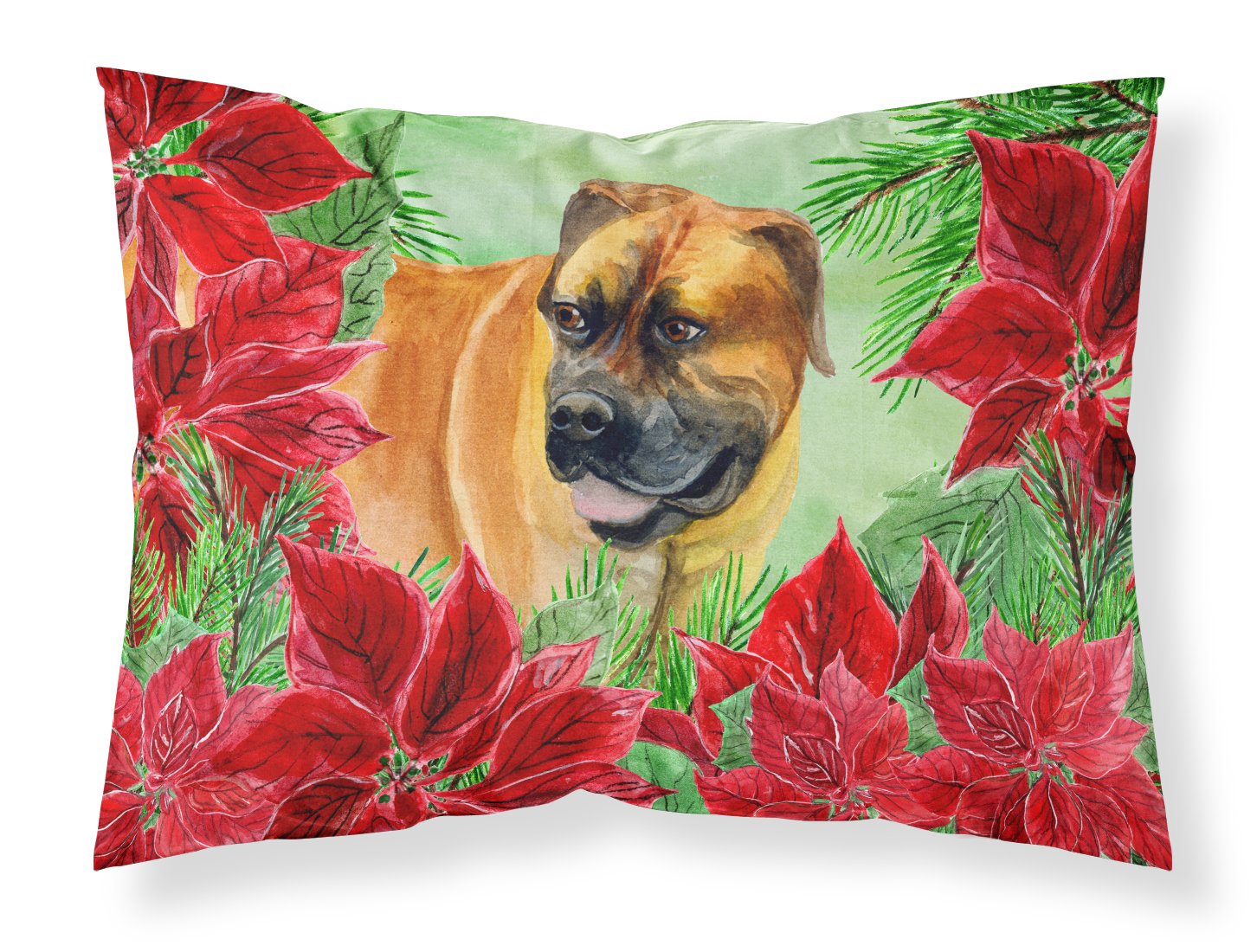 Boerboel Mastiff Poinsettas Fabric Standard Pillowcase CK1295PILLOWCASE by Caroline's Treasures