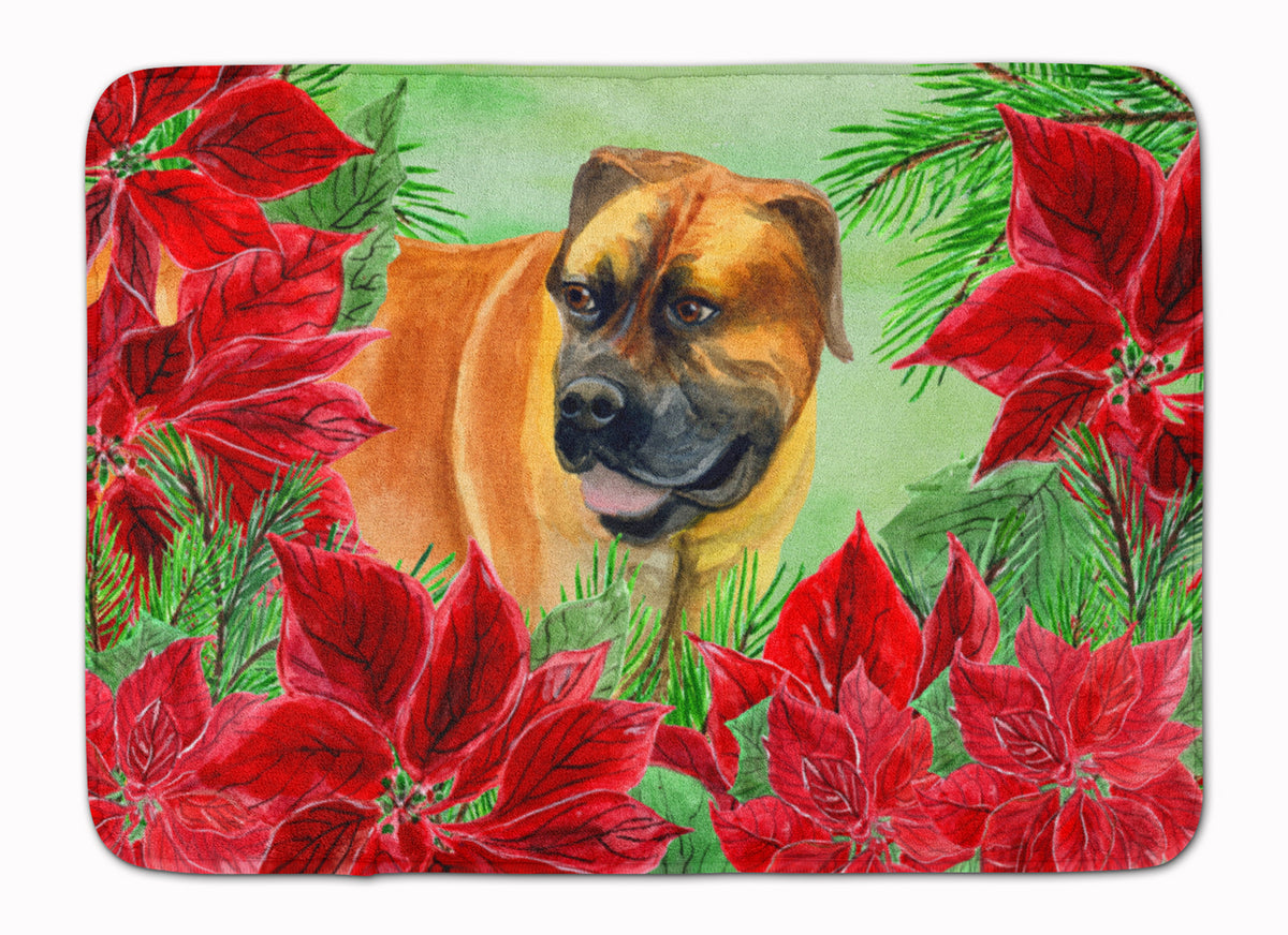 Boerboel Mastiff Poinsettas Machine Washable Memory Foam Mat CK1295RUG - the-store.com