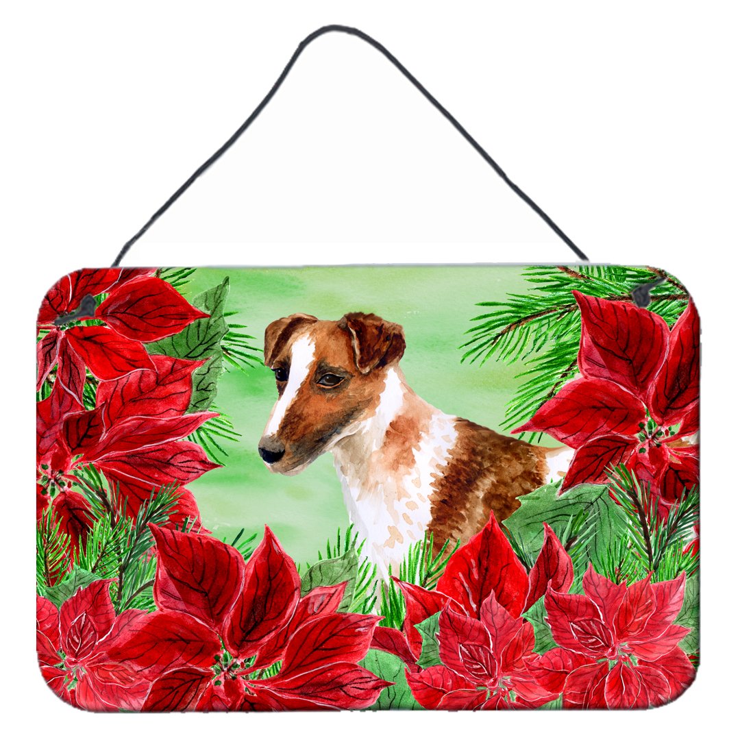 Smooth Fox Terrier Poinsettas Wall or Door Hanging Prints CK1296DS812 by Caroline's Treasures