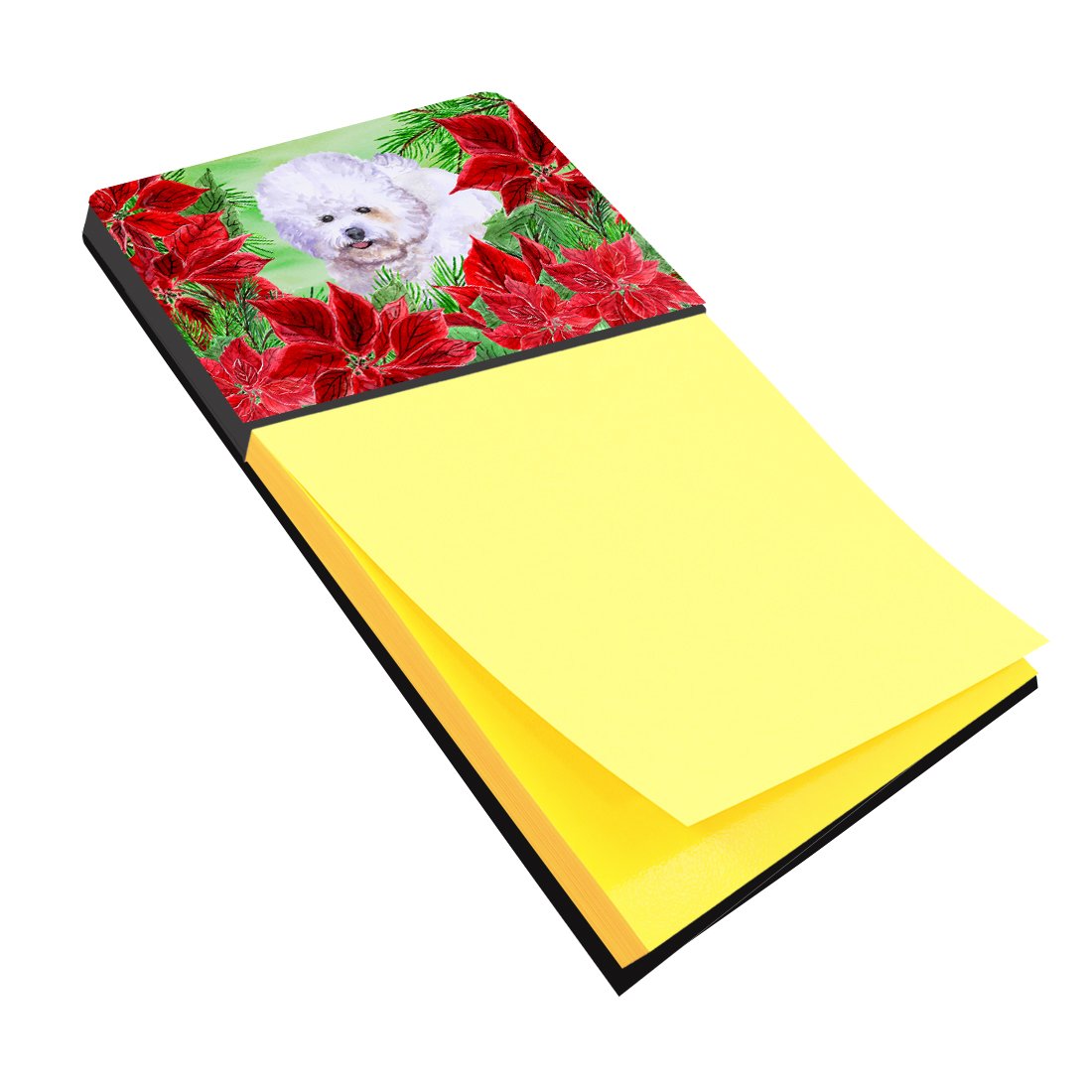 Bichon Frise Poinsettas Sticky Note Holder CK1297SN by Caroline&#39;s Treasures