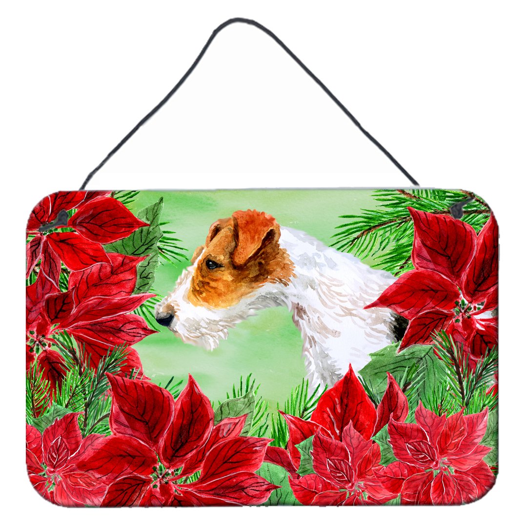 Fox Terrier Poinsettas Wall or Door Hanging Prints CK1298DS812 by Caroline's Treasures