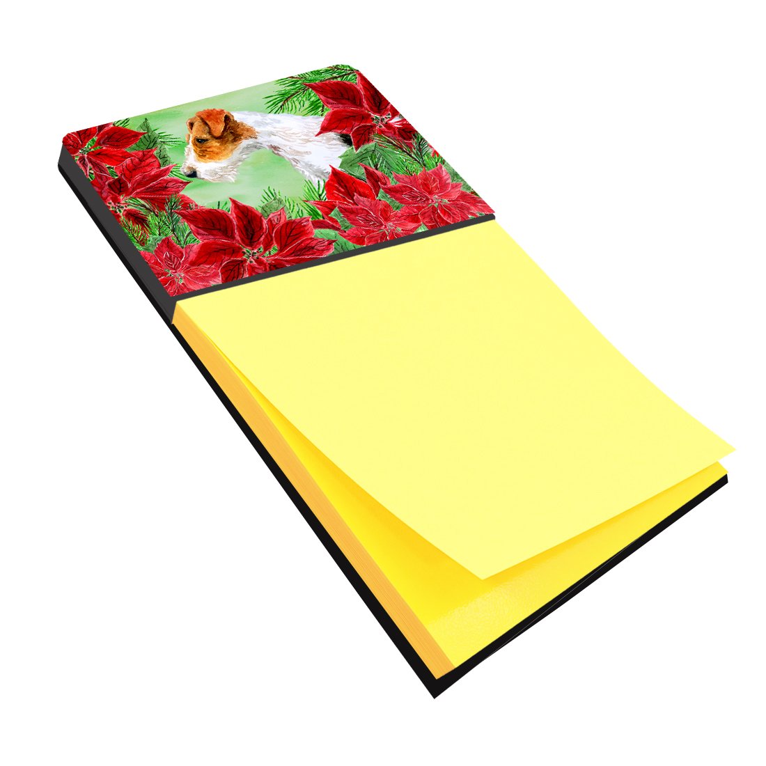 Fox Terrier Poinsettas Sticky Note Holder CK1298SN by Caroline's Treasures