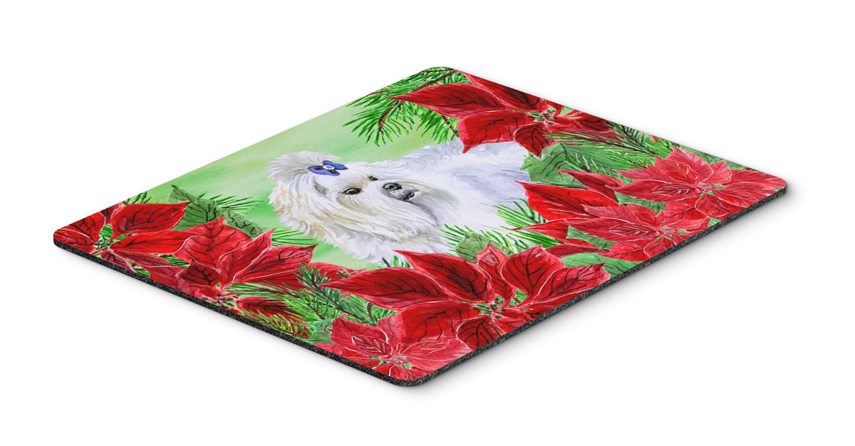 Maltese Poinsettas Mouse Pad, Hot Pad or Trivet CK1299MP by Caroline&#39;s Treasures