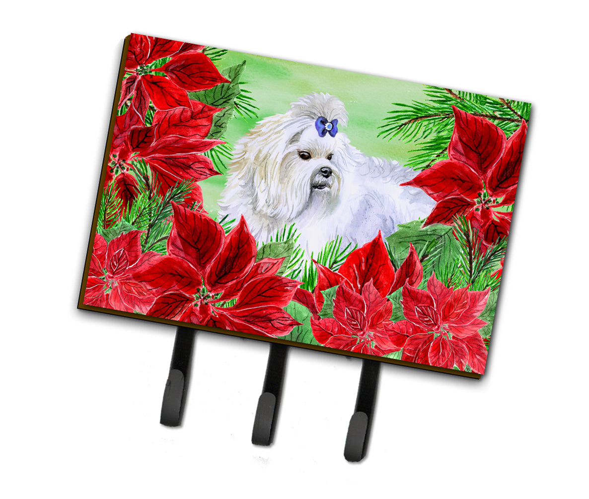 Maltese Poinsettas Leash or Key Holder CK1299TH68  the-store.com.