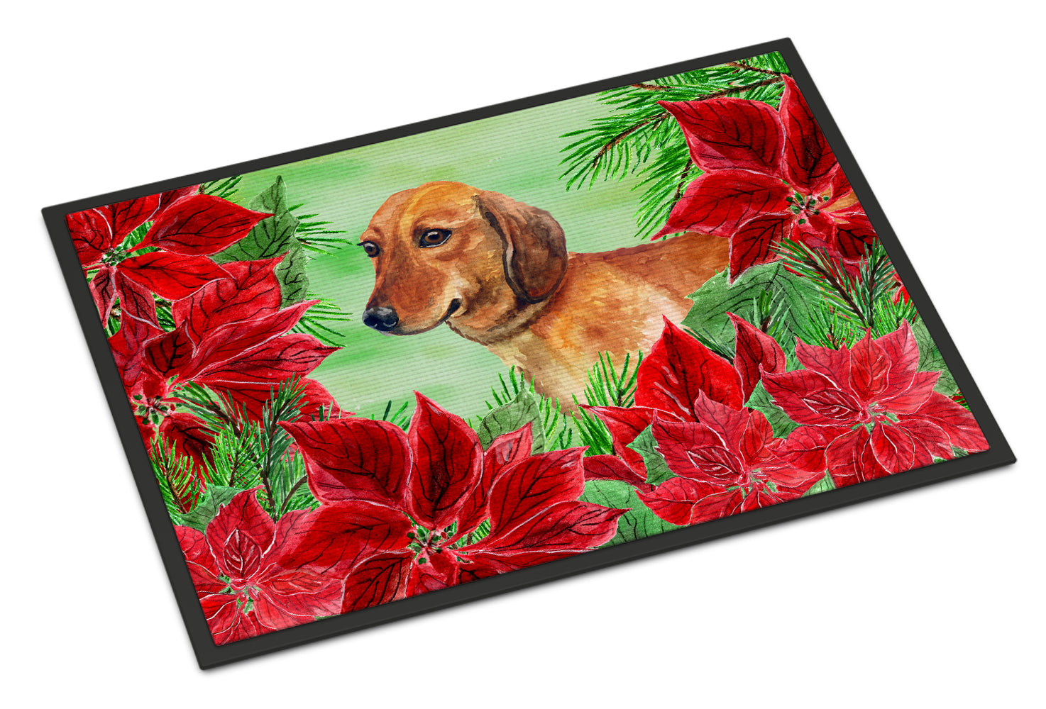 Dachshund Poinsettas Indoor or Outdoor Mat 18x27 CK1300MAT - the-store.com