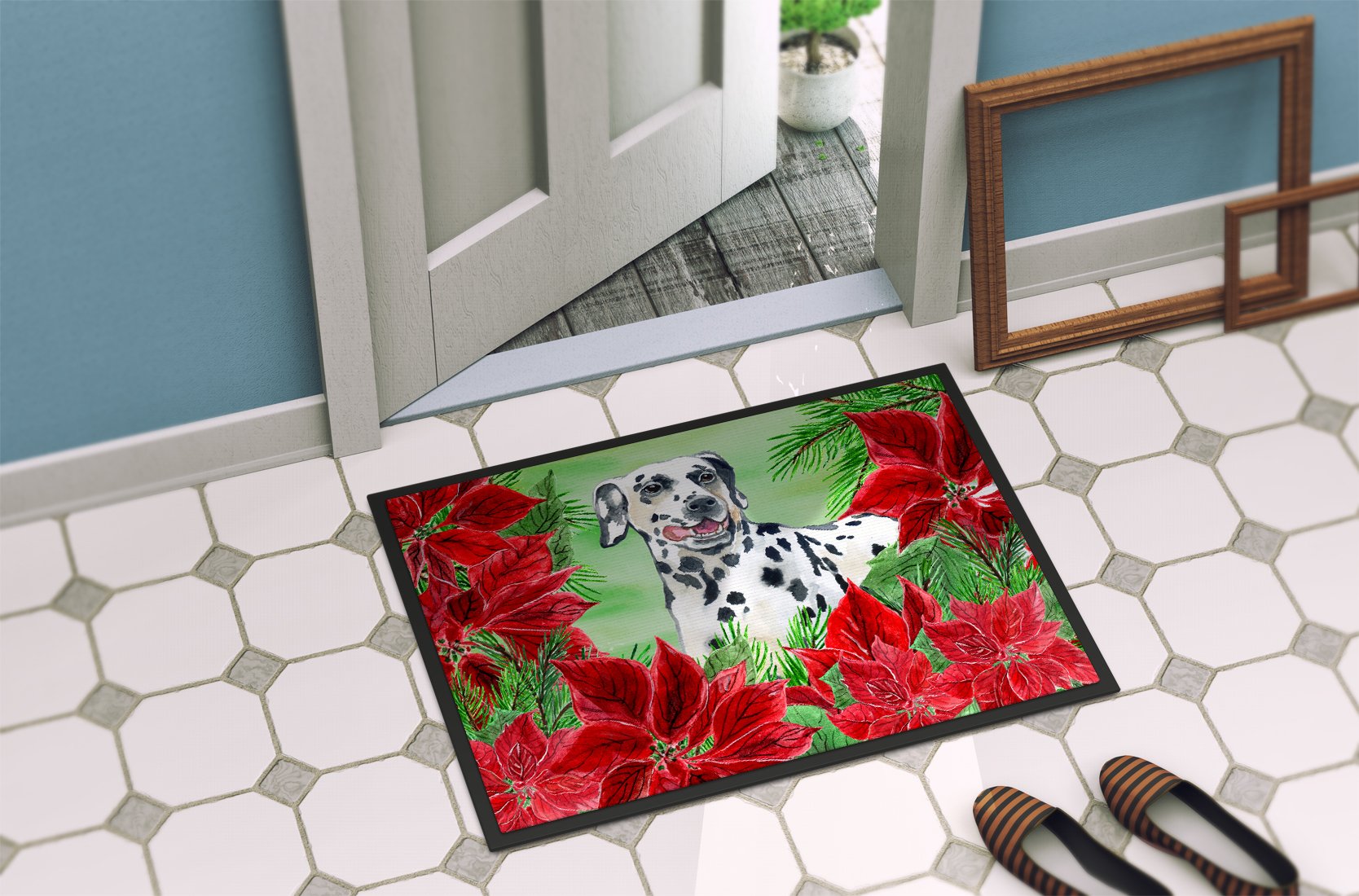 Dalmatian Poinsettas Indoor or Outdoor Mat 24x36 CK1301JMAT by Caroline's Treasures