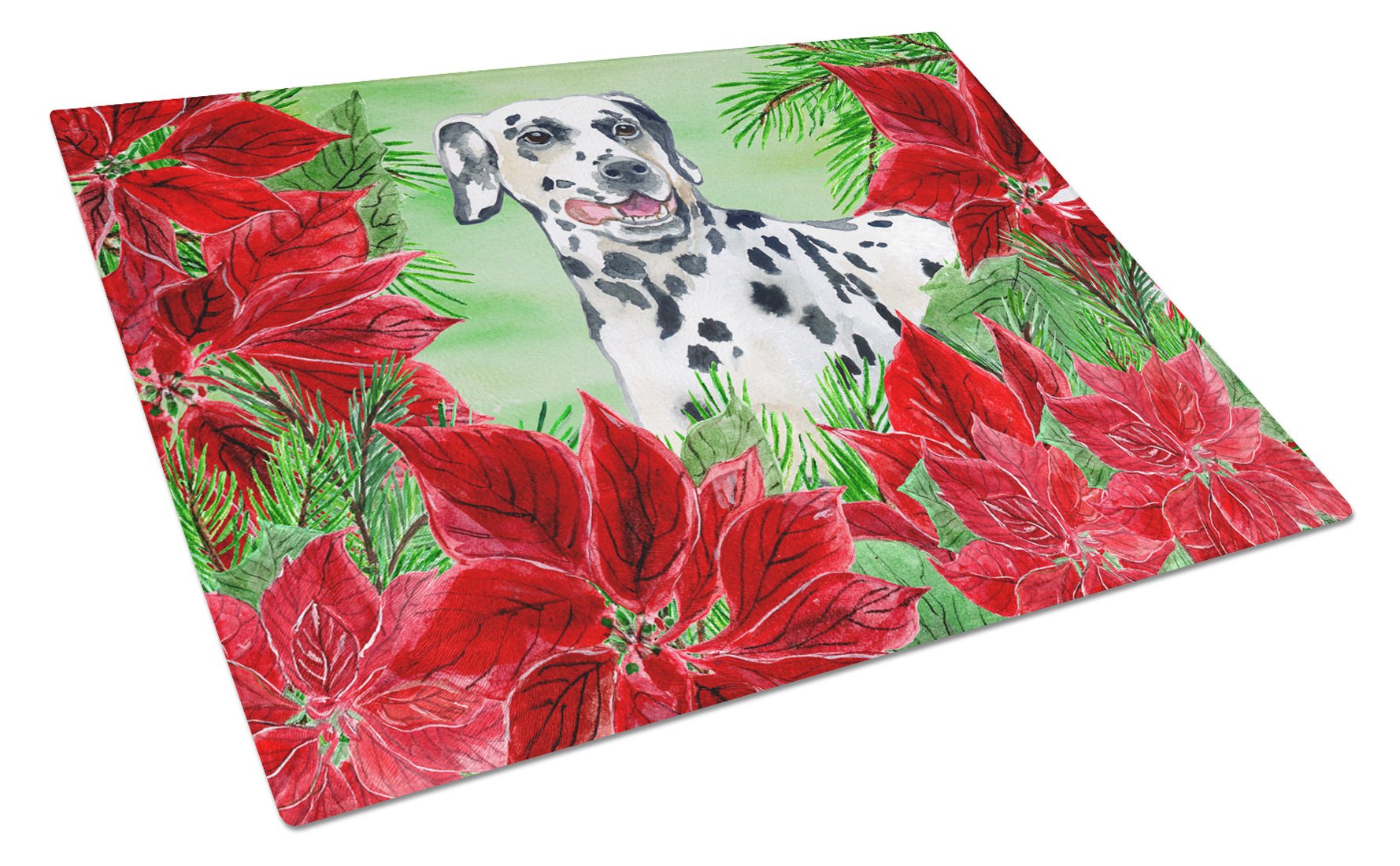 Dalmatian Poinsettas Glass Cutting Board Large CK1301LCB by Caroline's Treasures