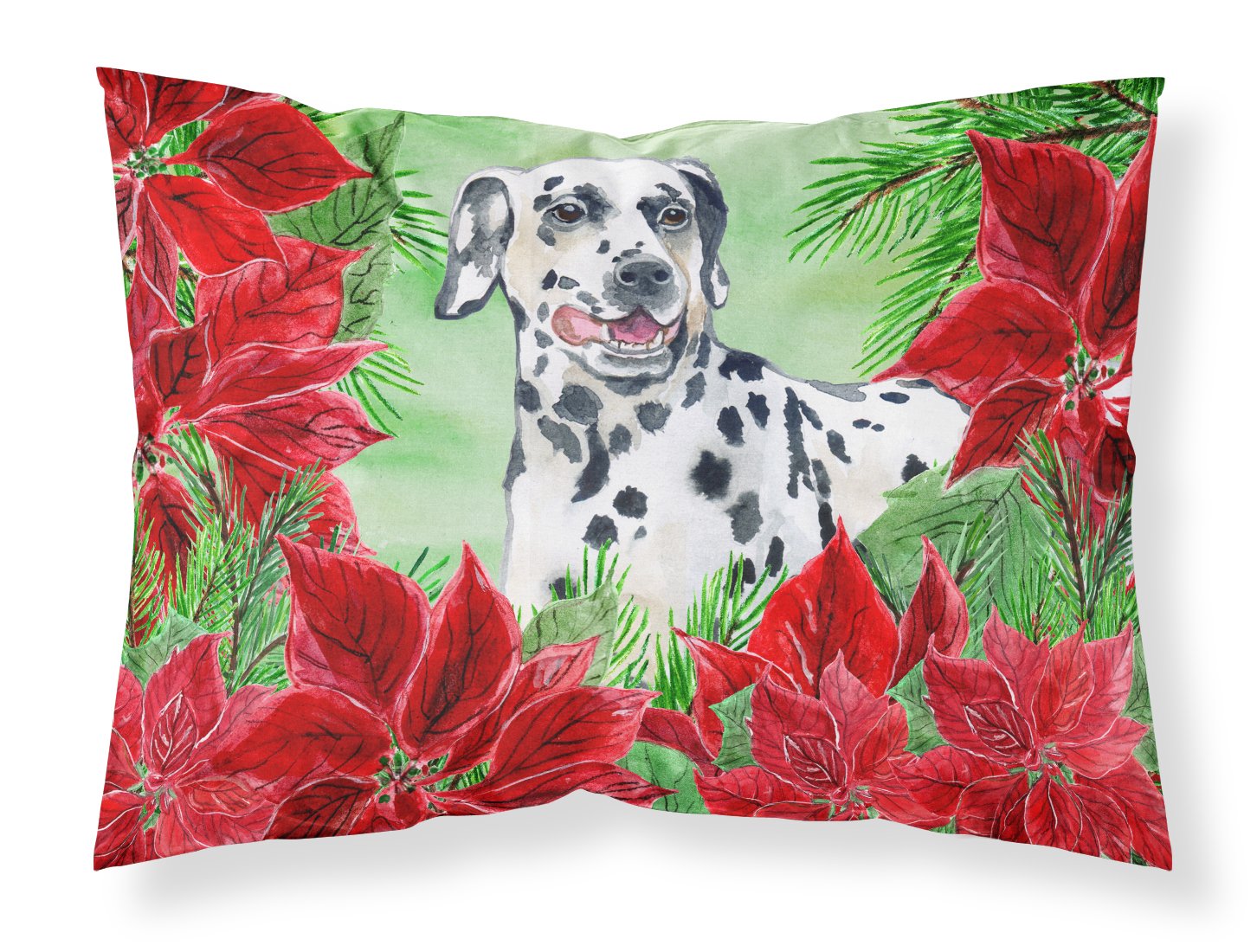 Dalmatian Poinsettas Fabric Standard Pillowcase CK1301PILLOWCASE by Caroline's Treasures