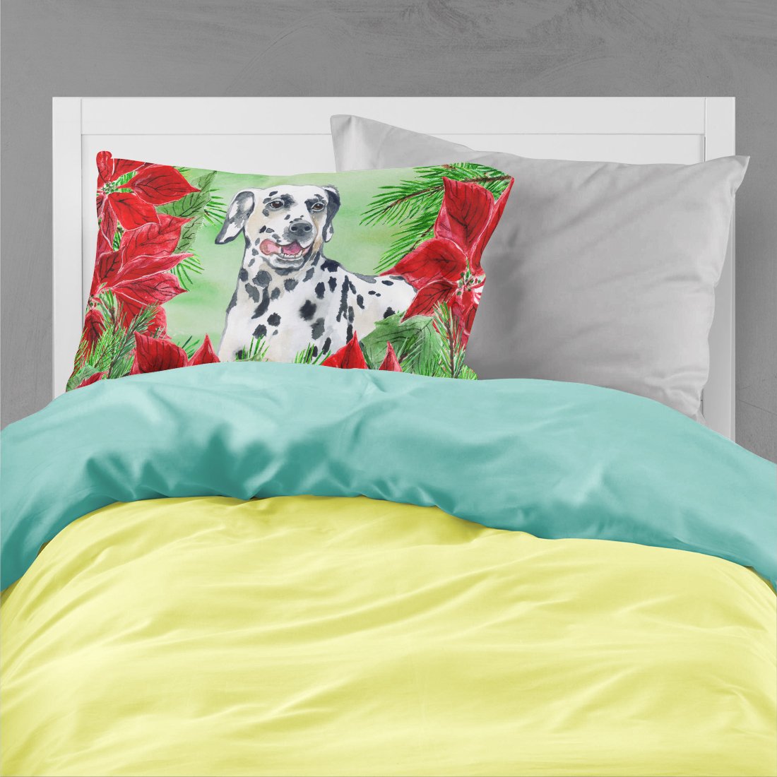 Dalmatian Poinsettas Fabric Standard Pillowcase CK1301PILLOWCASE by Caroline's Treasures