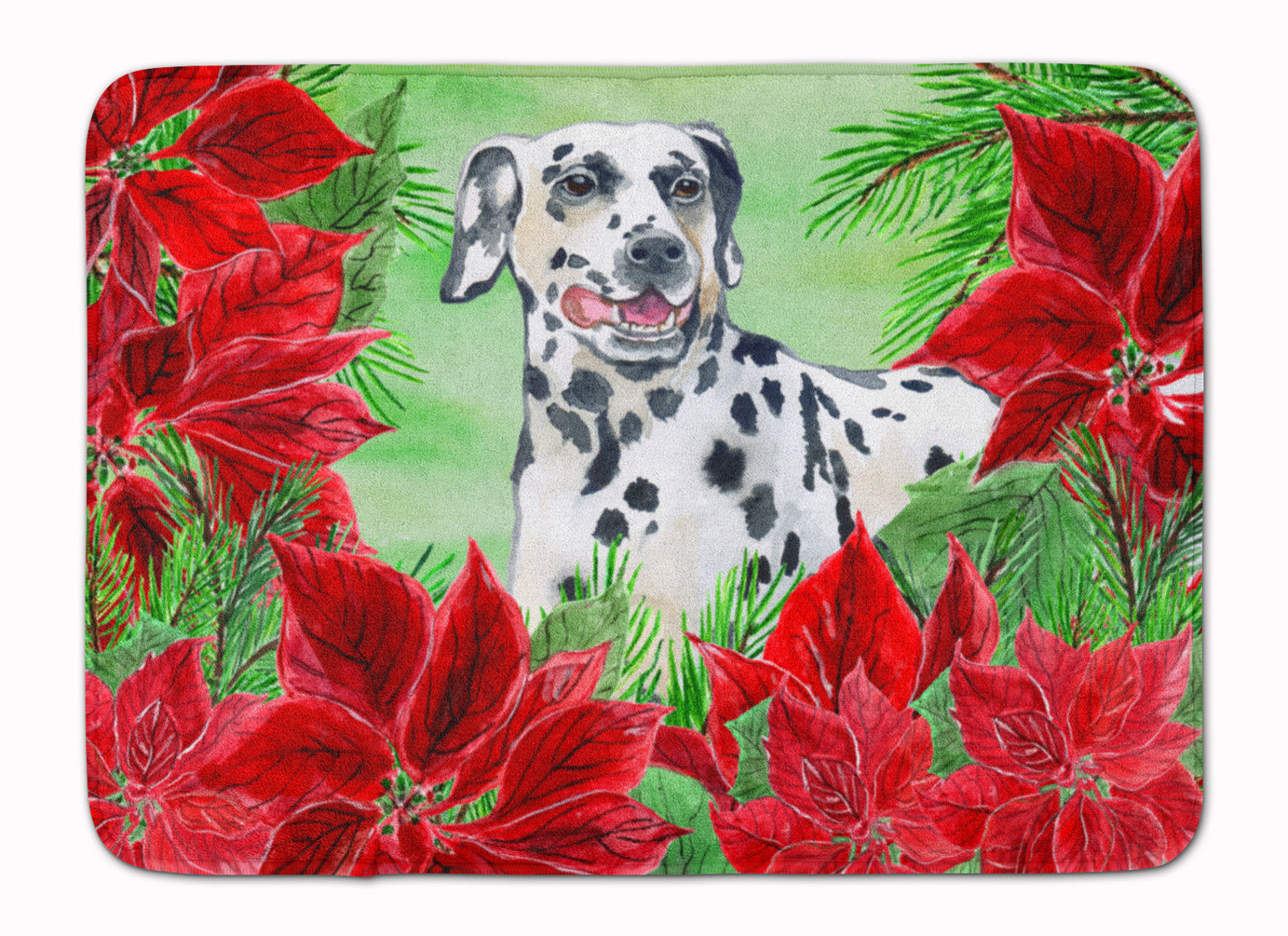 Dalmatian Poinsettas Machine Washable Memory Foam Mat CK1301RUG - the-store.com