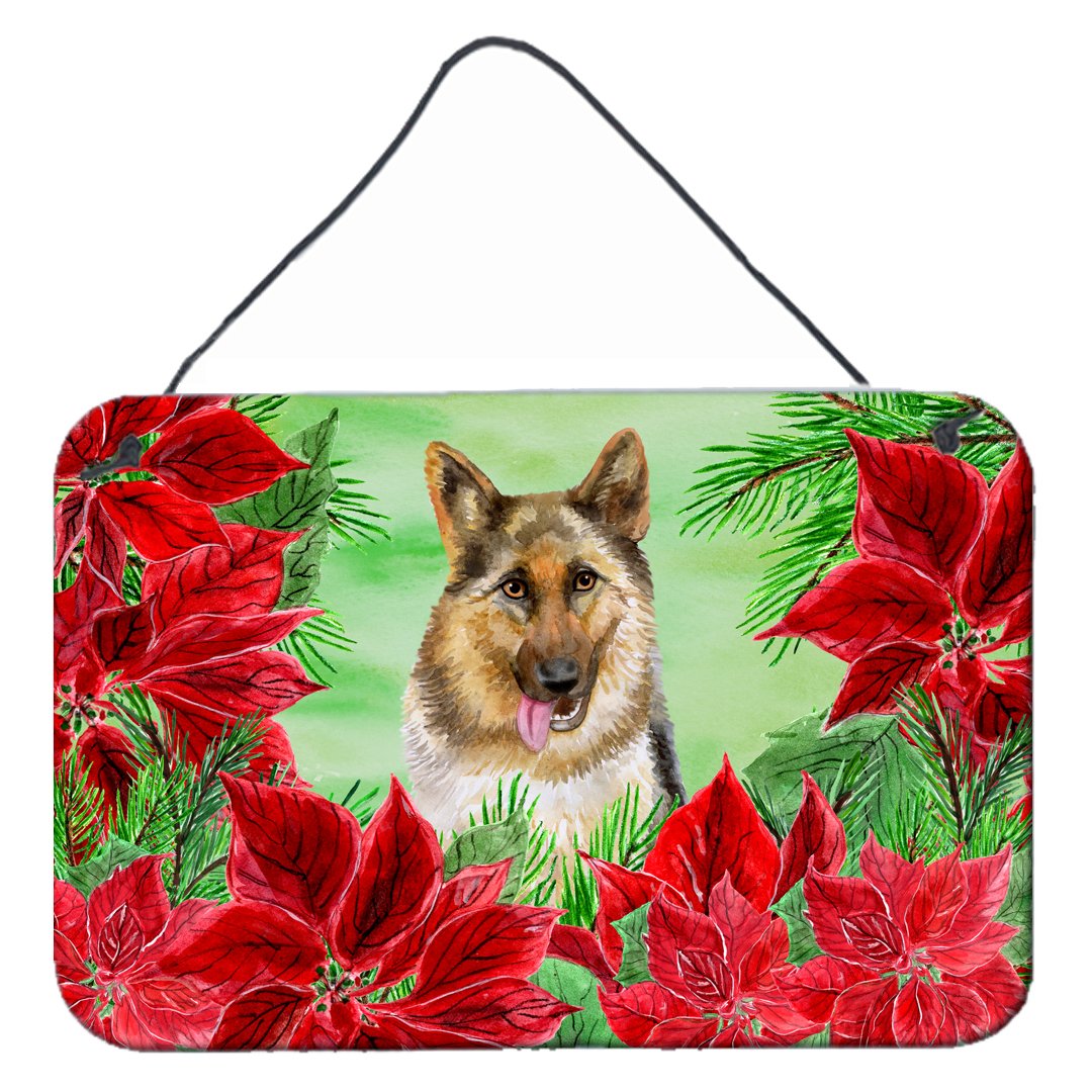 German Shepherd Poinsettas Wall or Door Hanging Prints CK1302DS812 by Caroline&#39;s Treasures