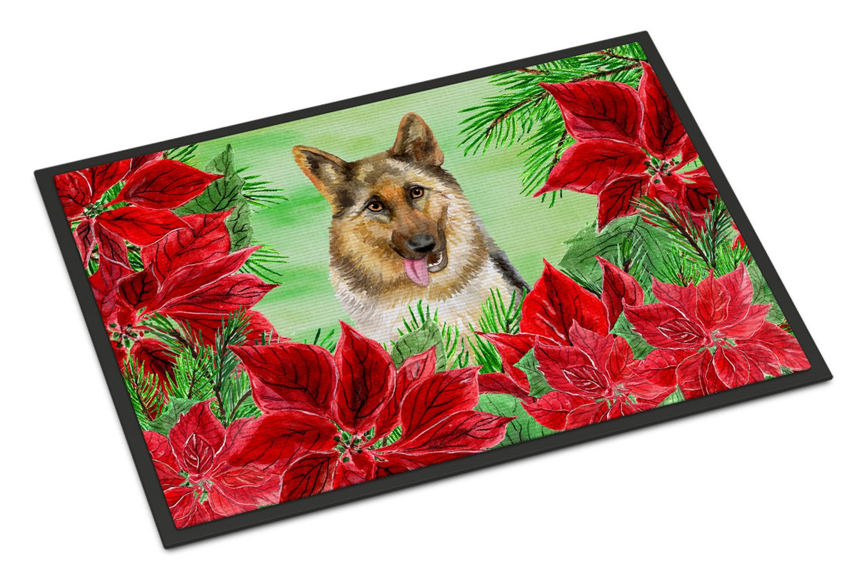 German Shepherd Poinsettas Indoor or Outdoor Mat 24x36 CK1302JMAT by Caroline&#39;s Treasures