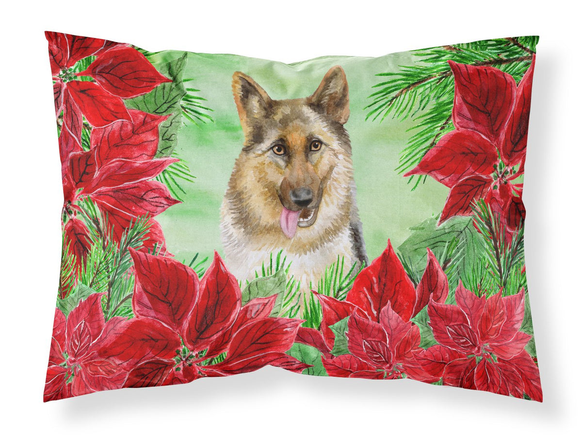 German Shepherd Poinsettas Fabric Standard Pillowcase CK1302PILLOWCASE by Caroline&#39;s Treasures