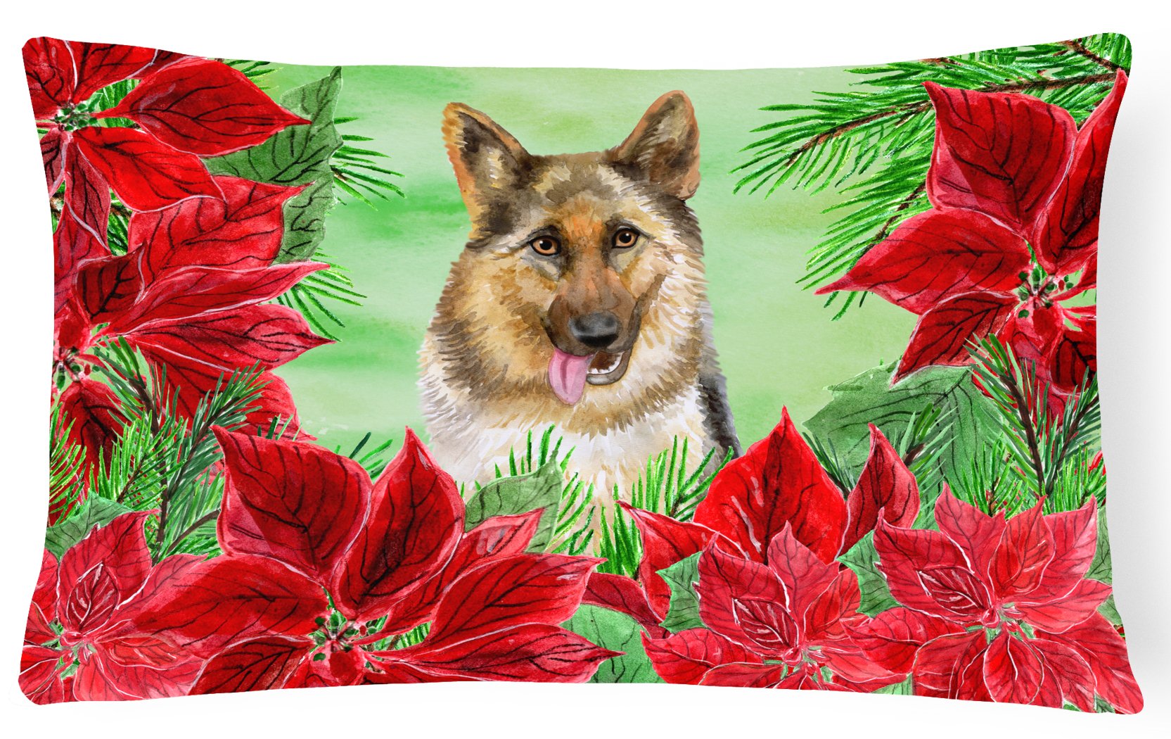 German Shepherd Poinsettas Canvas Fabric Decorative Pillow CK1302PW1216 by Caroline's Treasures