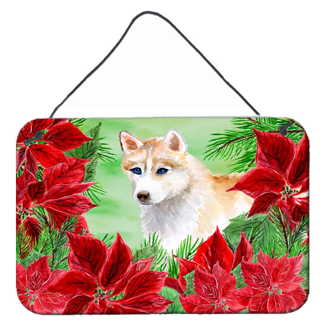 Siberian Husky Poinsettas Wall or Door Hanging Prints CK1303DS812 by Caroline&#39;s Treasures