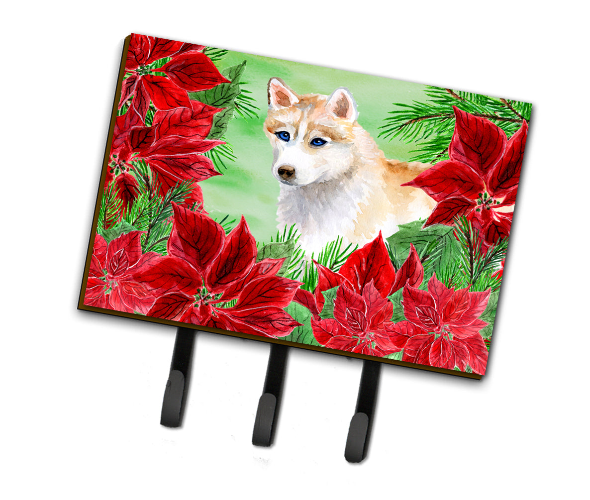 Siberian Husky Poinsettas Leash or Key Holder CK1303TH68  the-store.com.