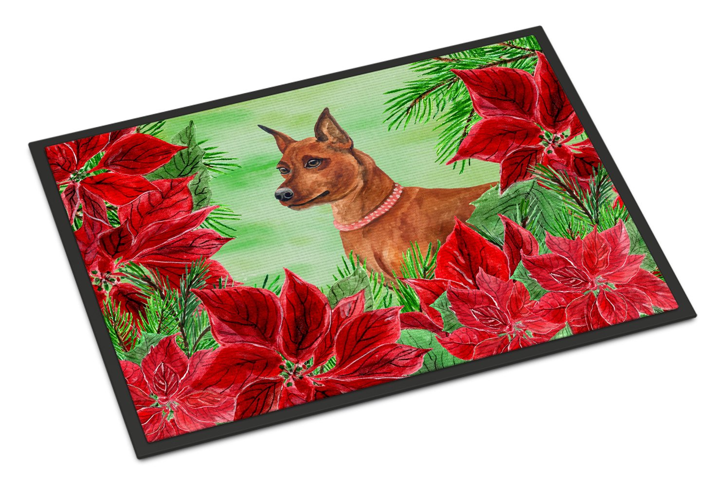 Miniature Pinscher Poinsettas Indoor or Outdoor Mat 24x36 CK1304JMAT by Caroline's Treasures