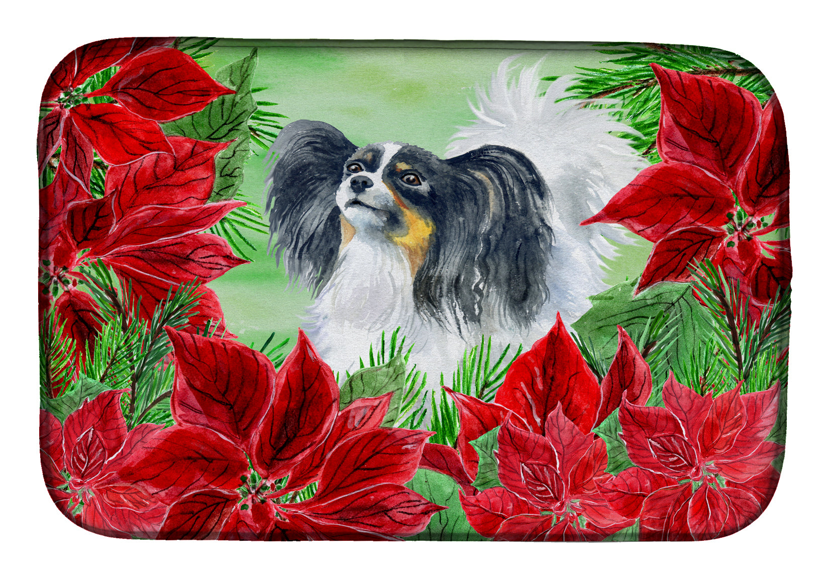 Papillon Poinsettas Dish Drying Mat CK1305DDM  the-store.com.