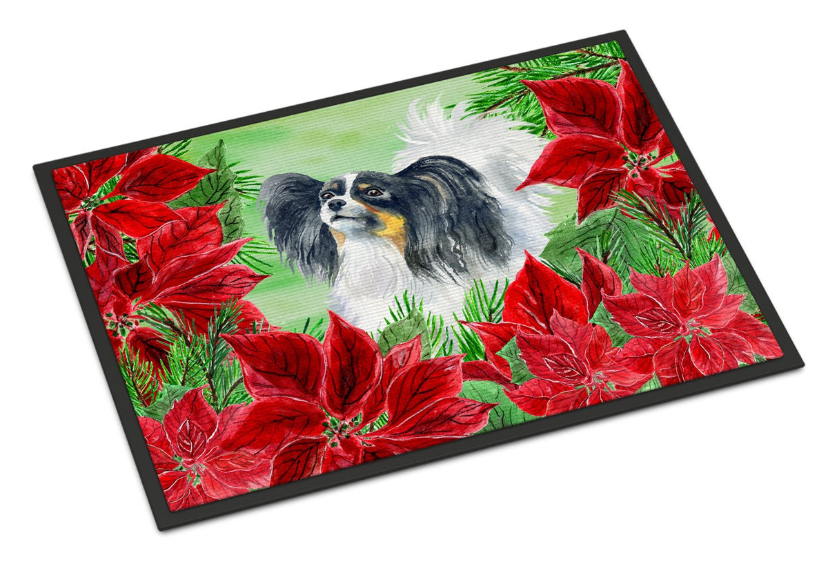 Papillon Poinsettas Indoor or Outdoor Mat 24x36 CK1305JMAT by Caroline&#39;s Treasures