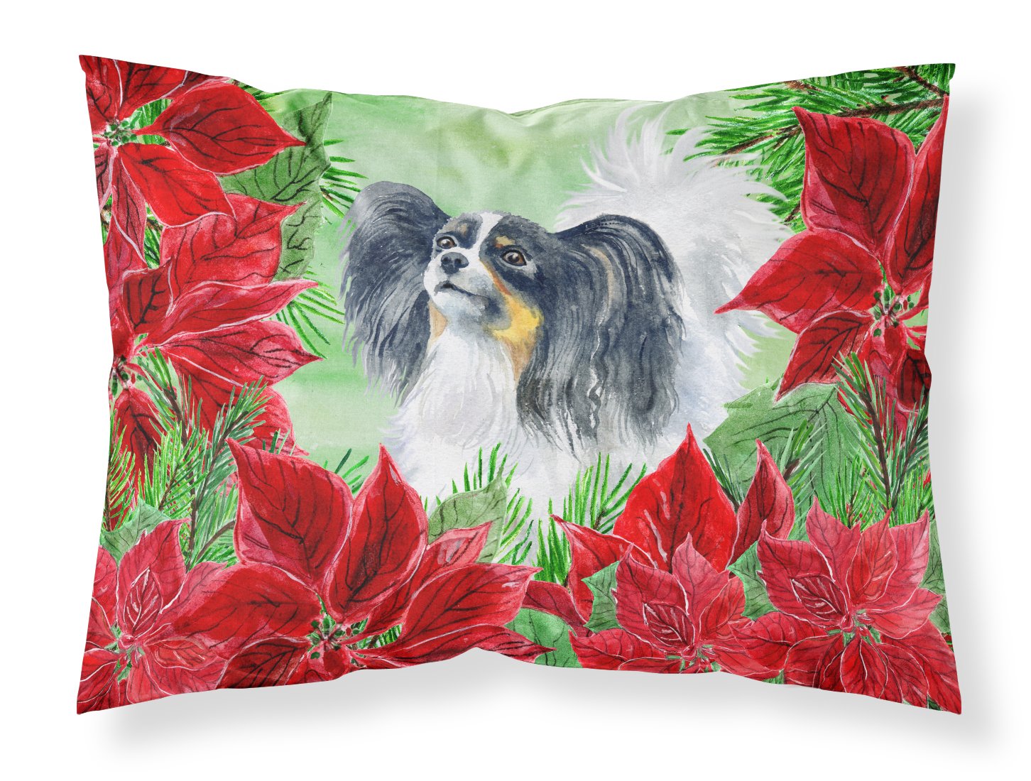 Papillon Poinsettas Fabric Standard Pillowcase CK1305PILLOWCASE by Caroline's Treasures