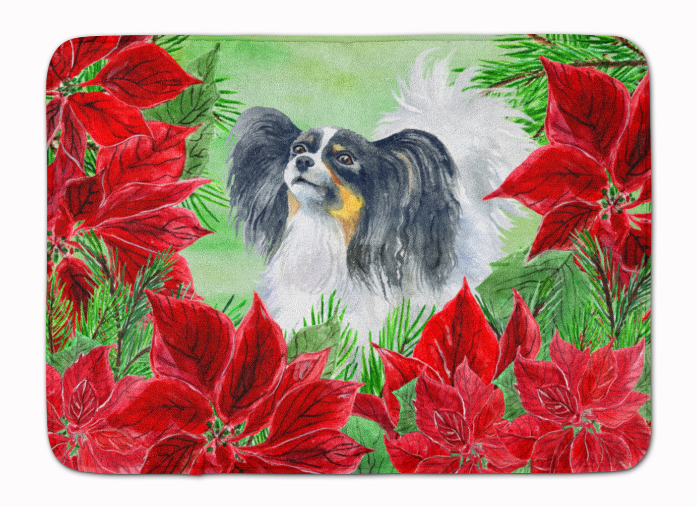 Papillon Poinsettas Machine Washable Memory Foam Mat CK1305RUG - the-store.com