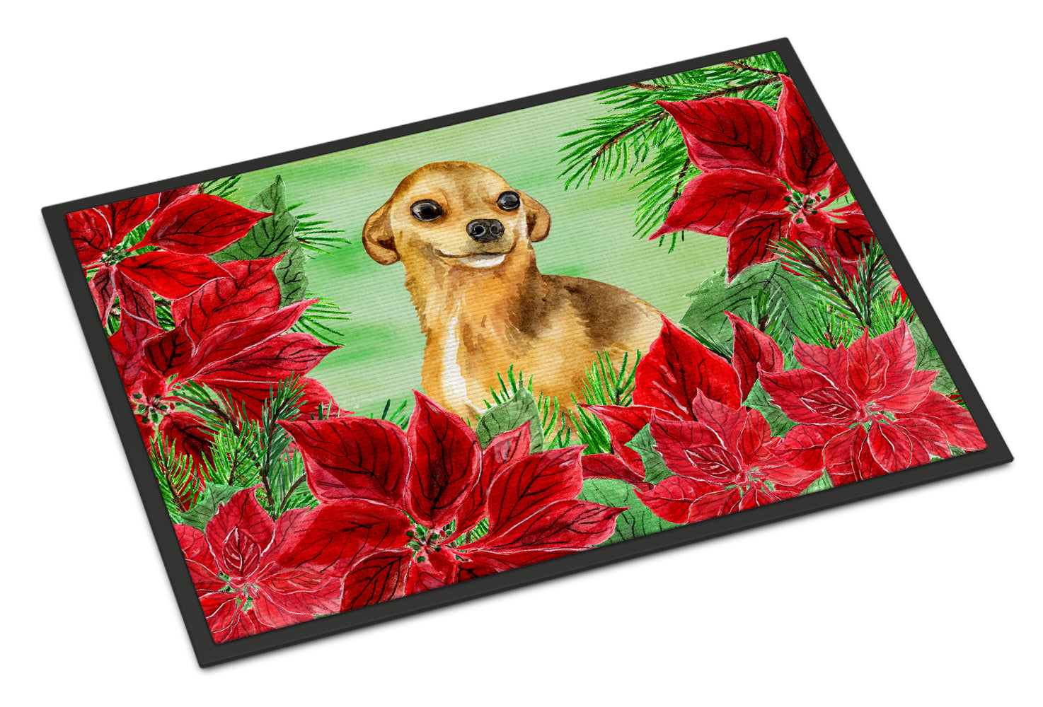 Chihuahua Poinsettas Indoor or Outdoor Mat 18x27 CK1306MAT - the-store.com