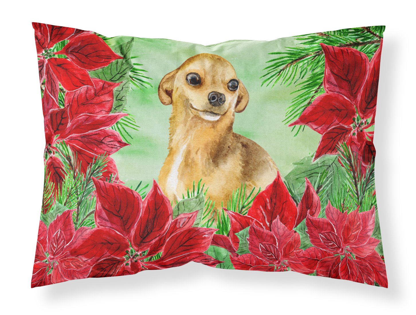 Chihuahua Poinsettas Fabric Standard Pillowcase CK1306PILLOWCASE by Caroline's Treasures